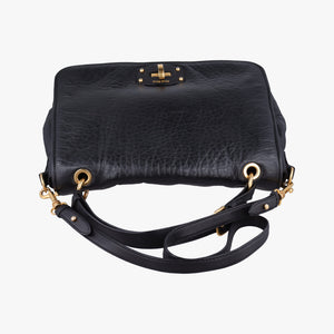 Pre-owned Miu Miu Madras Black Leather  shoulderbag | stylenewstar