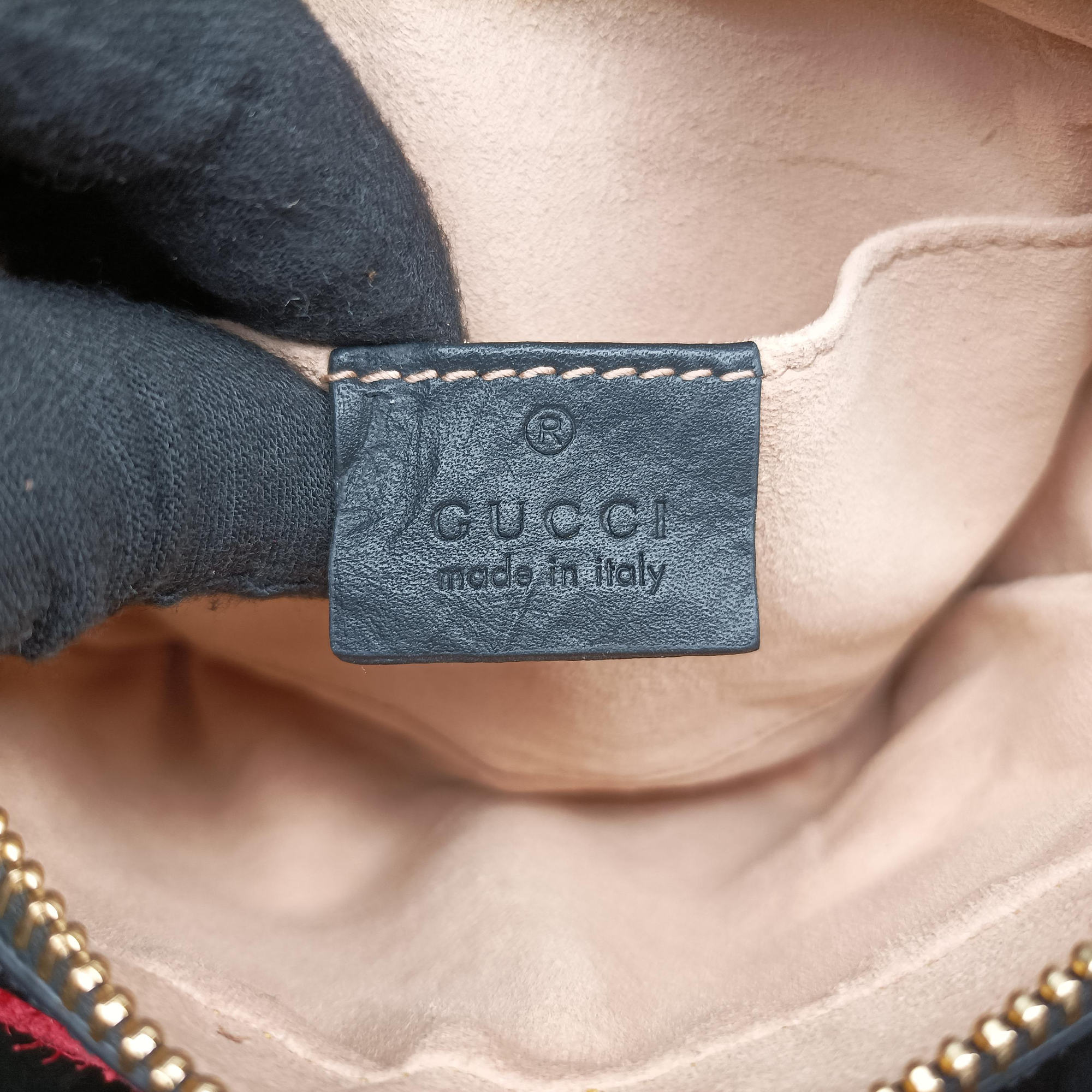 Secondhand Gucci OPHIDIA Black×red suede×Patent Leather 517350 shoulderbag | stylenewstar