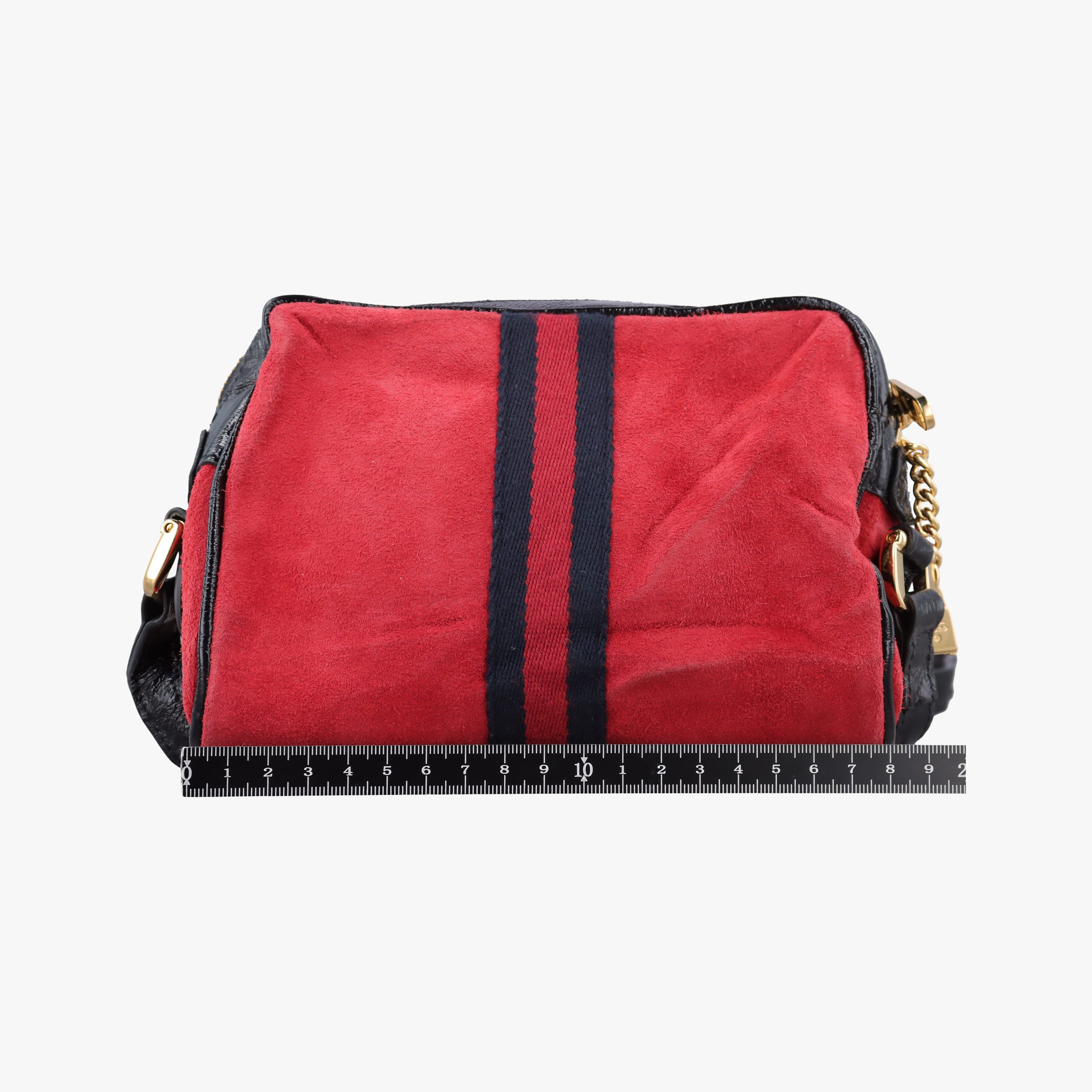 Secondhand Gucci OPHIDIA Black×red suede×Patent Leather 517350 shoulderbag | stylenewstar
