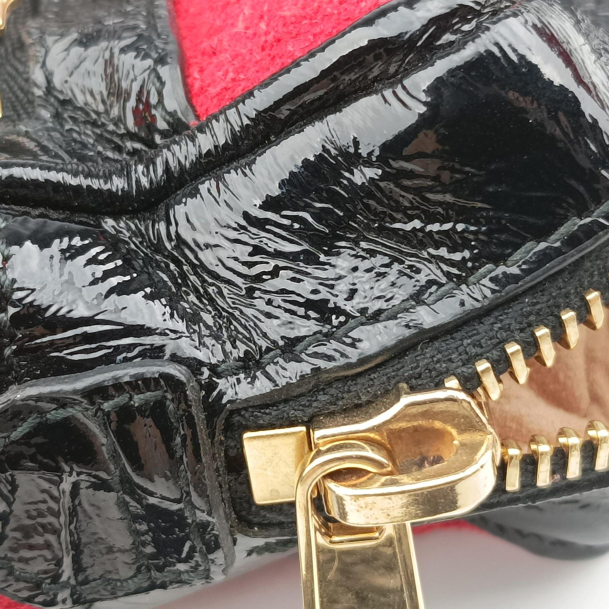 Secondhand Gucci OPHIDIA Black×red suede×Patent Leather 517350 shoulderbag | stylenewstar