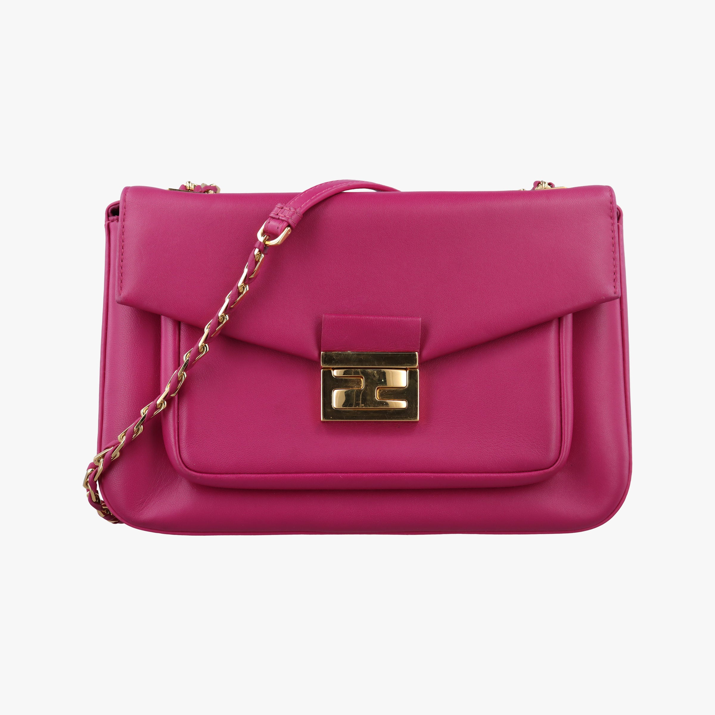 Pre-owned Fendi Be Baguette Rose Leather 8BR677 shoulderbag | stylenewstar