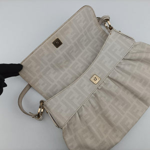 Pre-owned Fendi Tobacco Zucca Chef White PVC coated canvas 8BR445 handbag | stylenewstar