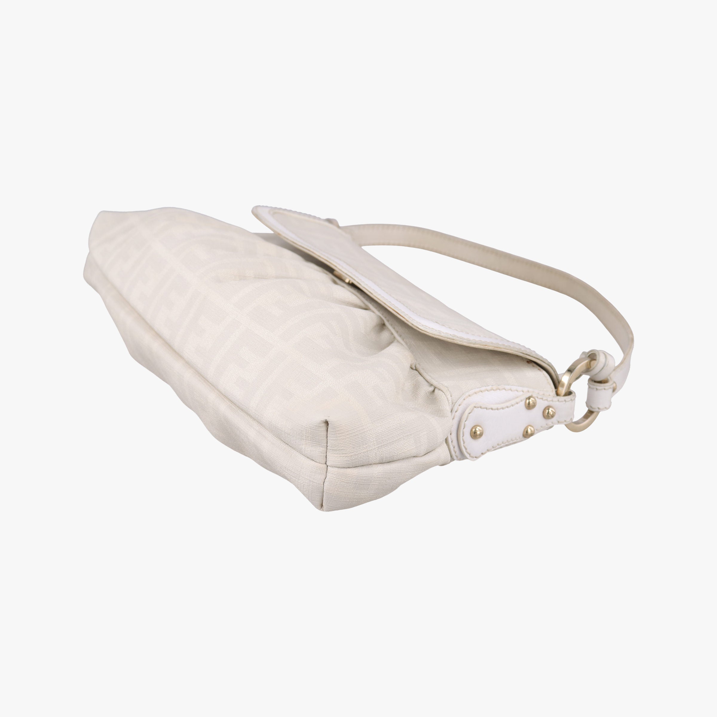 Pre-owned Fendi Tobacco Zucca Chef White PVC coated canvas 8BR445 handbag | stylenewstar