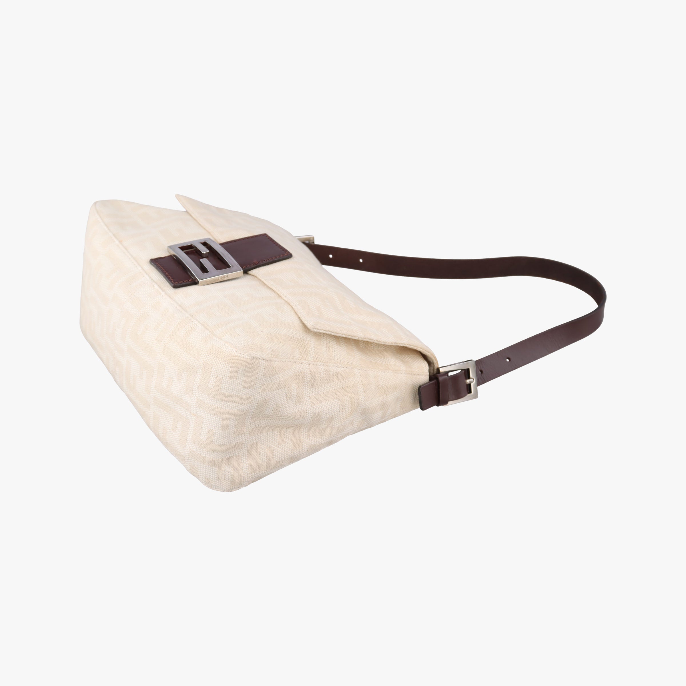 Pre-owned Fendi Mamma Bucket White canvas×leather  carrybag | stylenewstar