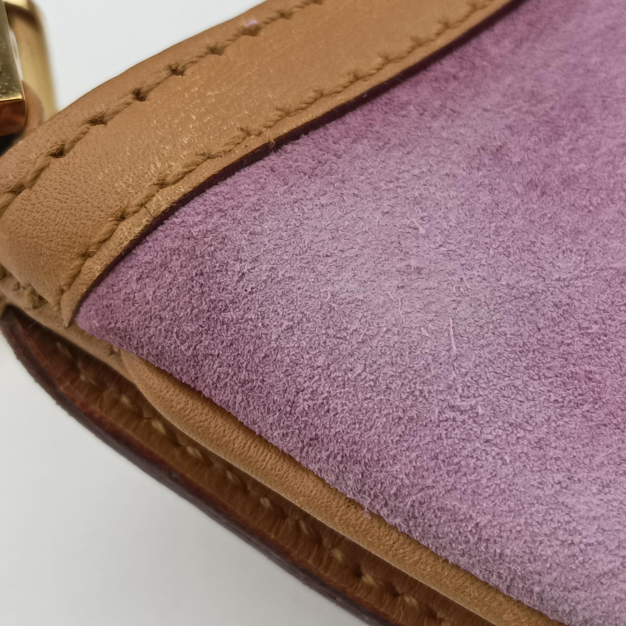 Pre-owned Gucci Tiger head Purple×beige Suede × leather 001.41 shoulderbag | stylenewstar