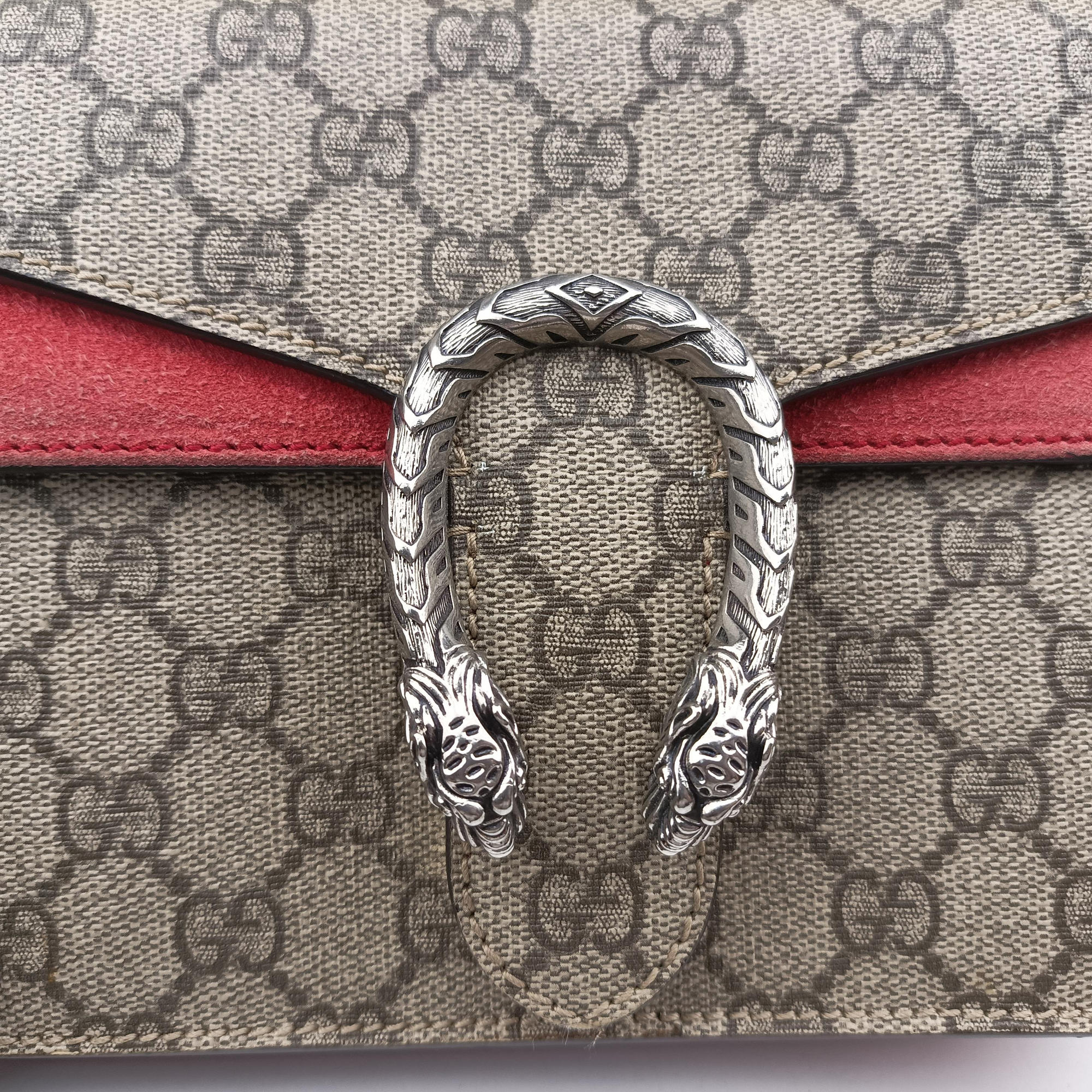 Secondhand Gucci Dionysus beige×red PVC coated canvas × suede 421970 shoulderbag | stylenewstar