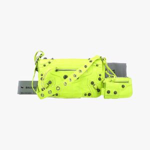 Pre-owned Balenciaga Le Cagole Neon Yellow  lambskin  shoulderbag | stylenewstar