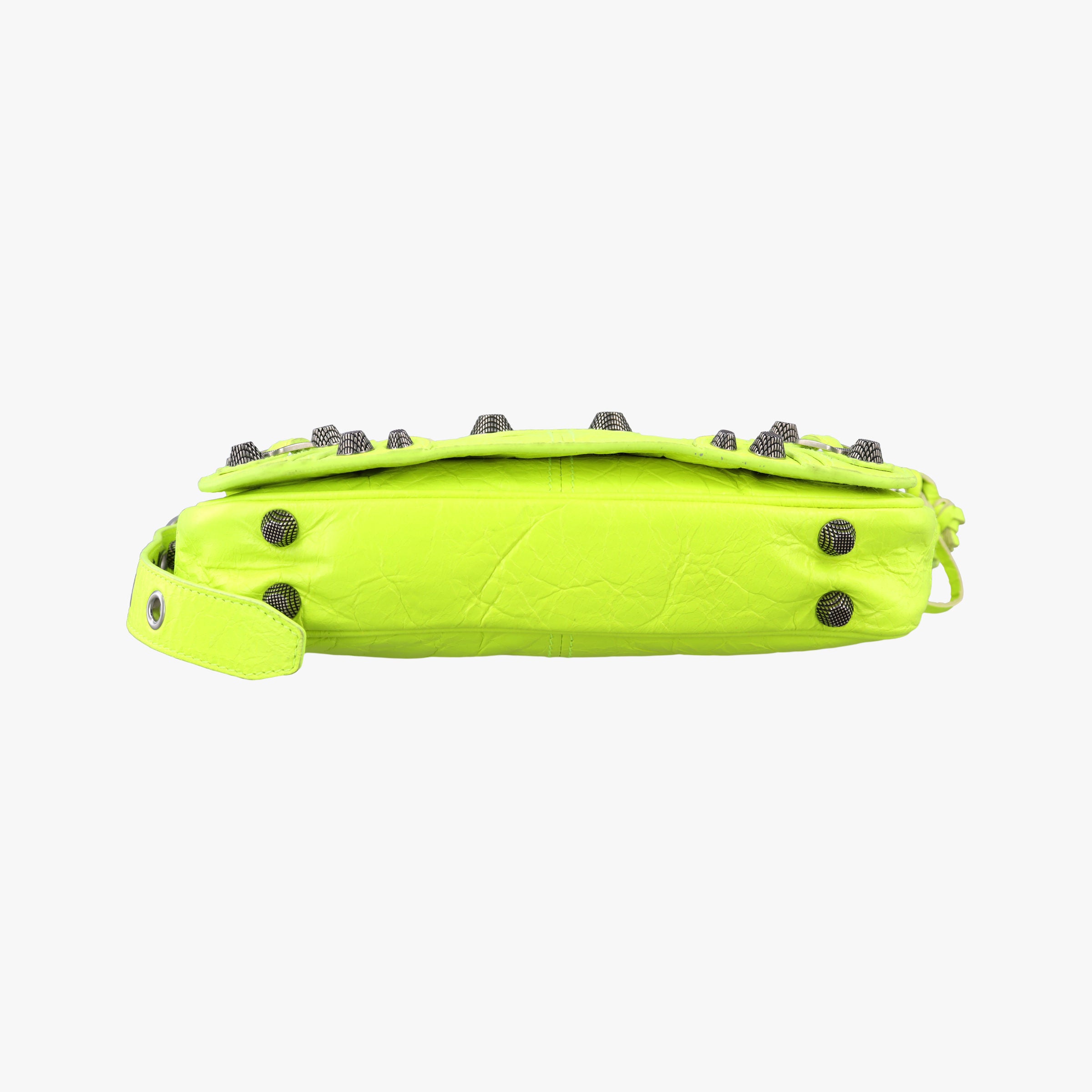Pre-owned Balenciaga Le Cagole Neon Yellow  lambskin  shoulderbag | stylenewstar