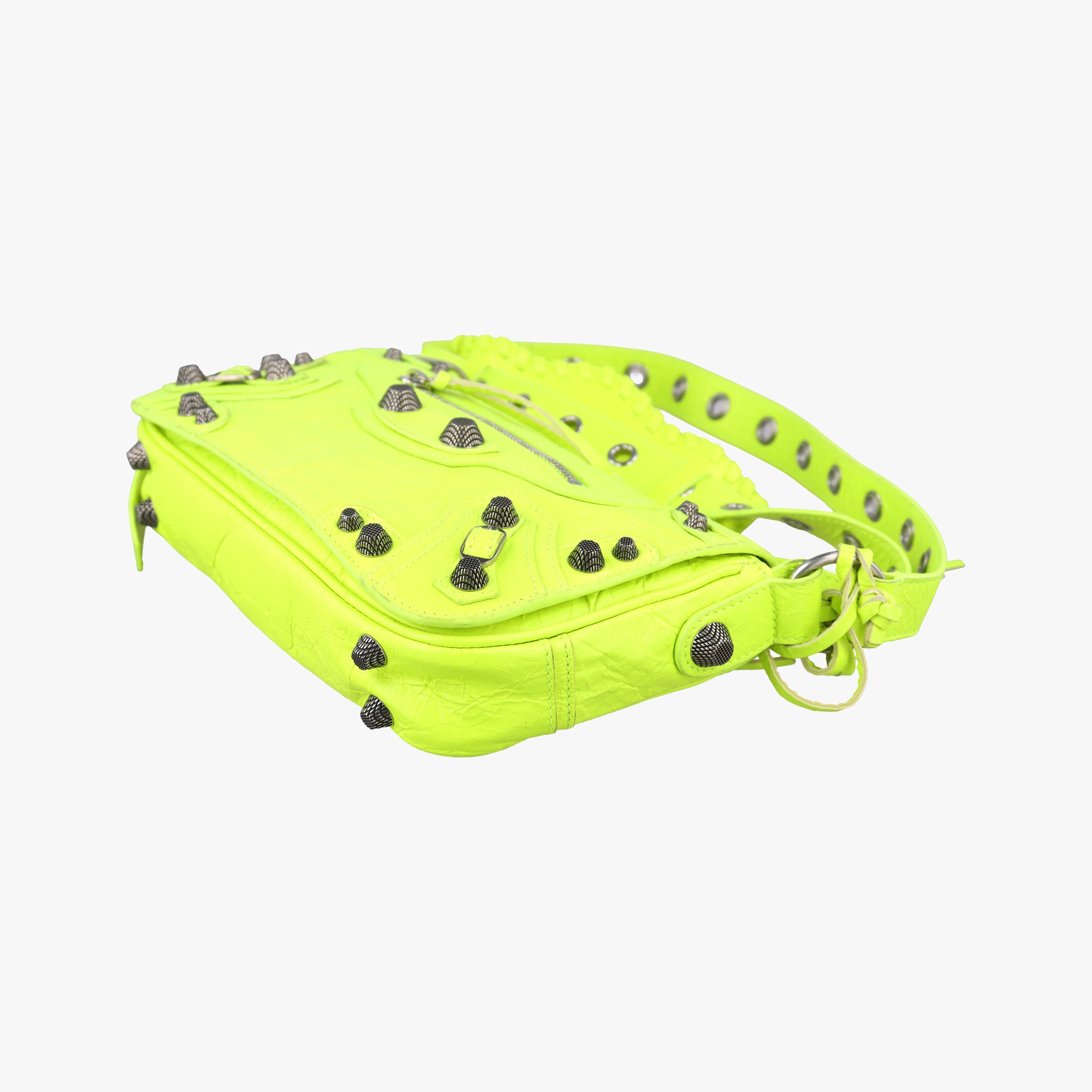 Pre-owned Balenciaga Le Cagole Neon Yellow  lambskin  shoulderbag | stylenewstar