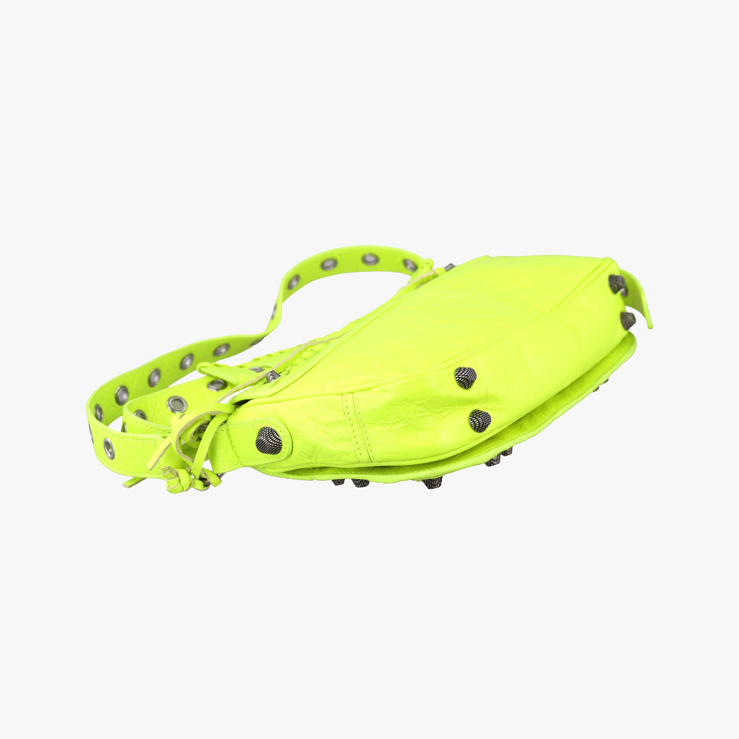 Pre-owned Balenciaga Le Cagole Neon Yellow  lambskin  shoulderbag | stylenewstar
