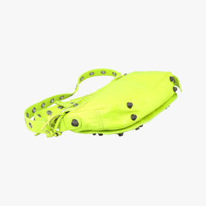 Pre-owned Balenciaga Le Cagole Neon Yellow  lambskin  shoulderbag | stylenewstar