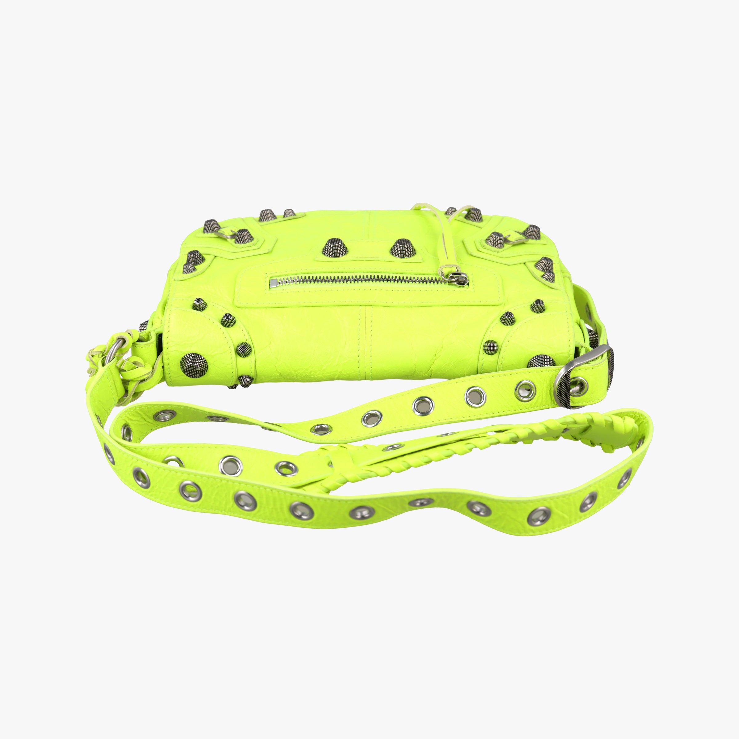 Pre-owned Balenciaga Le Cagole Neon Yellow  lambskin  shoulderbag | stylenewstar