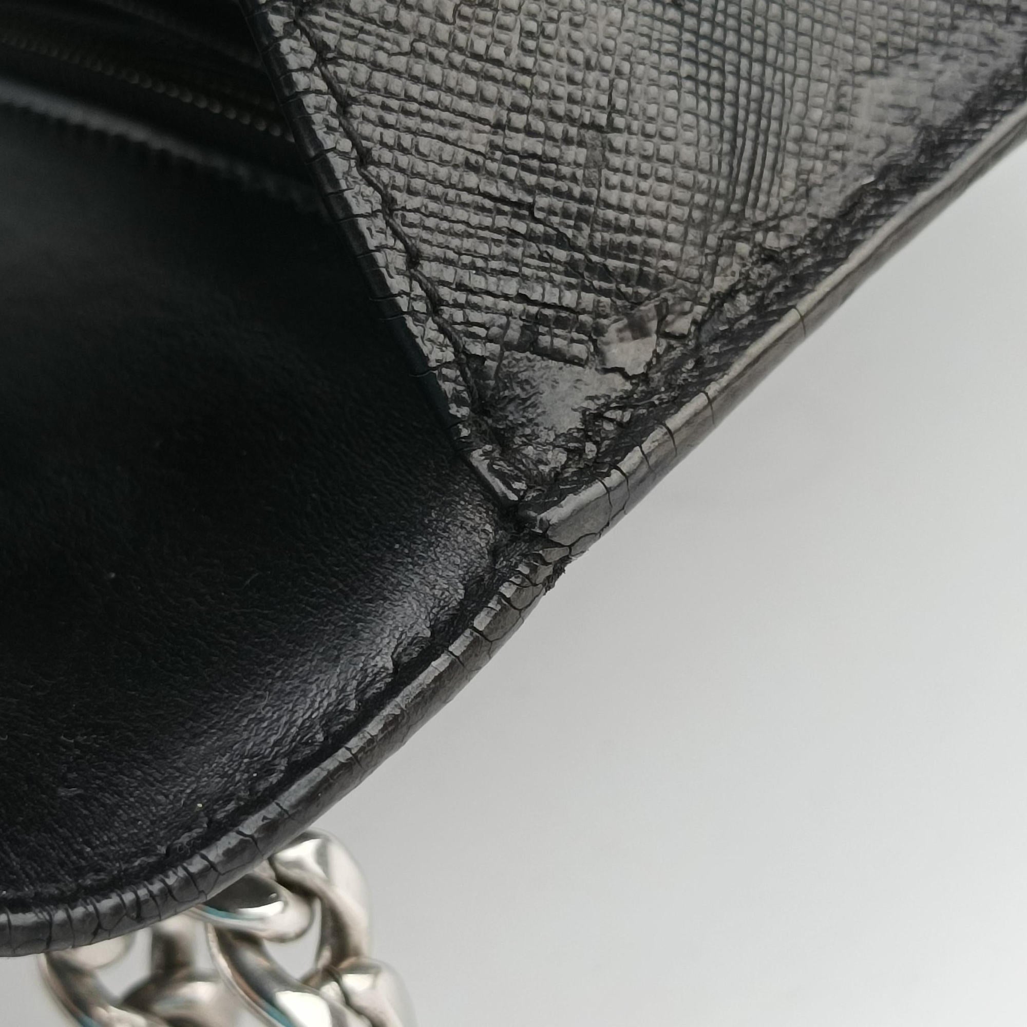 Pre-owned Prada Sound Lock Black SAFFIANO Leather 1BD034 shoulderbag | stylenewstar