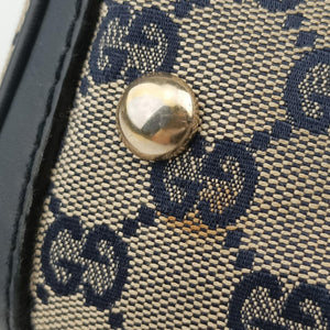 Pre-owned Gucci Sherry Line Navy×red×beige canvas×leather 247205 shoulderbag | stylenewstar