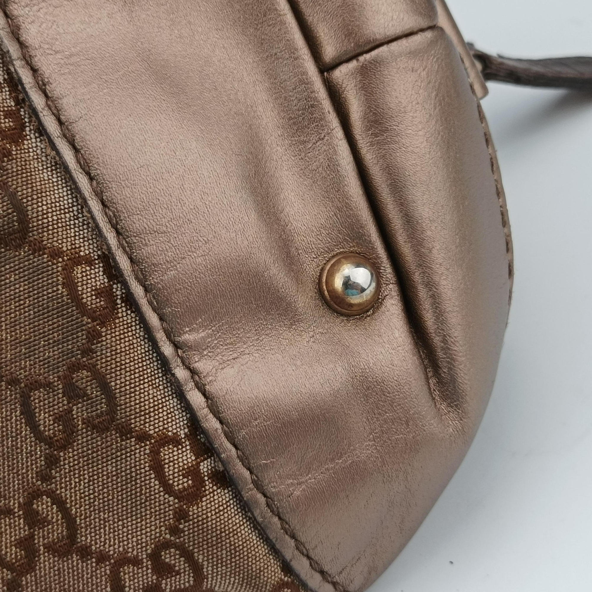 Pre-owned Gucci Heart Bit charm Golden×Brown canvas×leather 269955 handbag | stylenewstar
