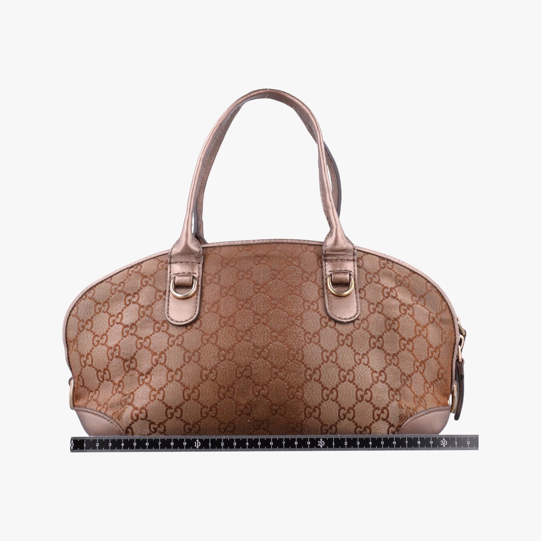 Pre-owned Gucci Heart Bit charm Golden×Brown canvas×leather 269955 handbag | stylenewstar