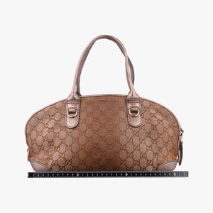 Pre-owned Gucci Heart Bit charm Golden×Brown canvas×leather 269955 handbag | stylenewstar