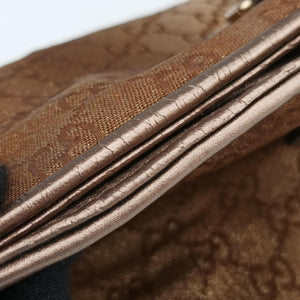Pre-owned Gucci Heart Bit charm Golden×Brown canvas×leather 269955 handbag | stylenewstar
