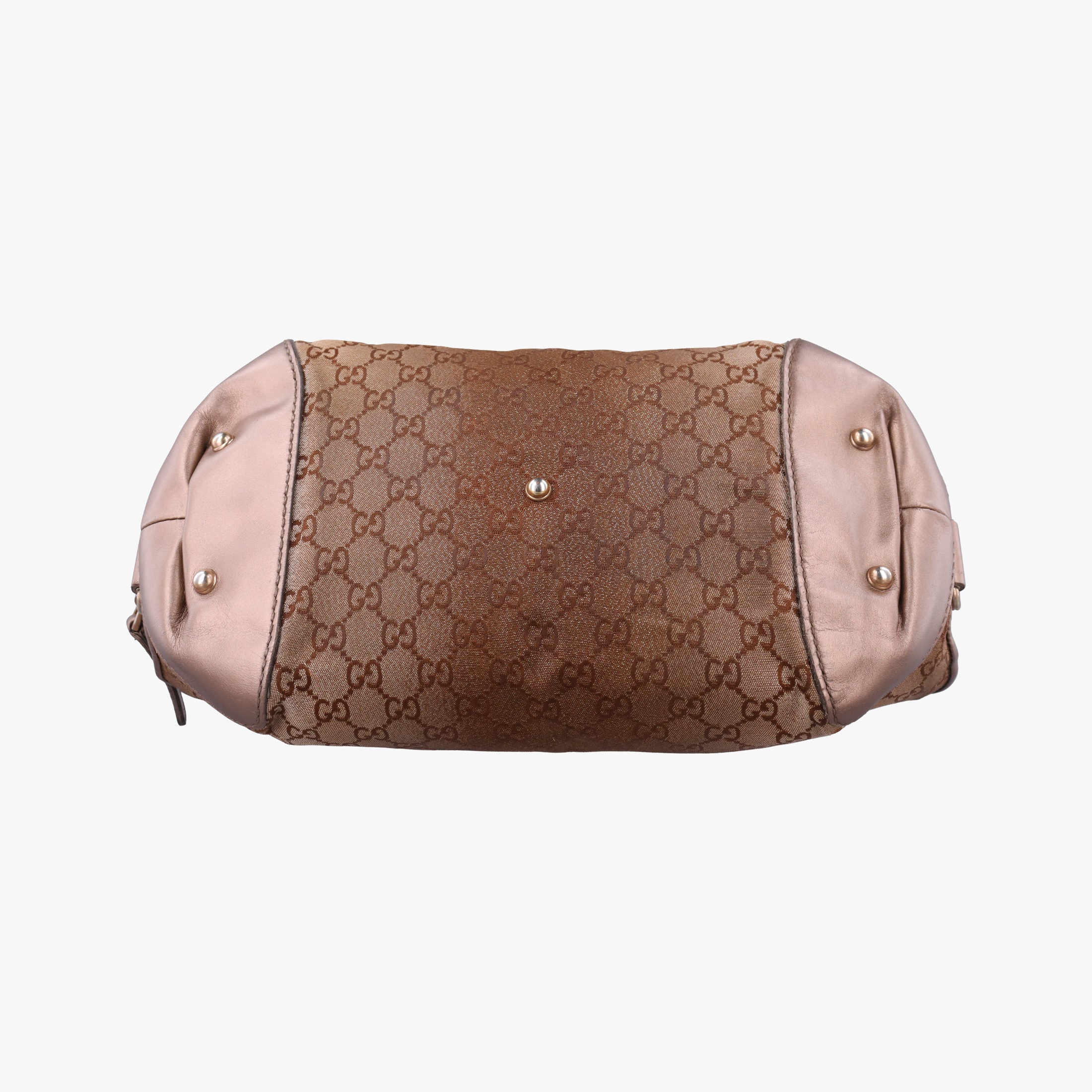 Pre-owned Gucci Heart Bit charm Golden×Brown canvas×leather 269955 handbag | stylenewstar
