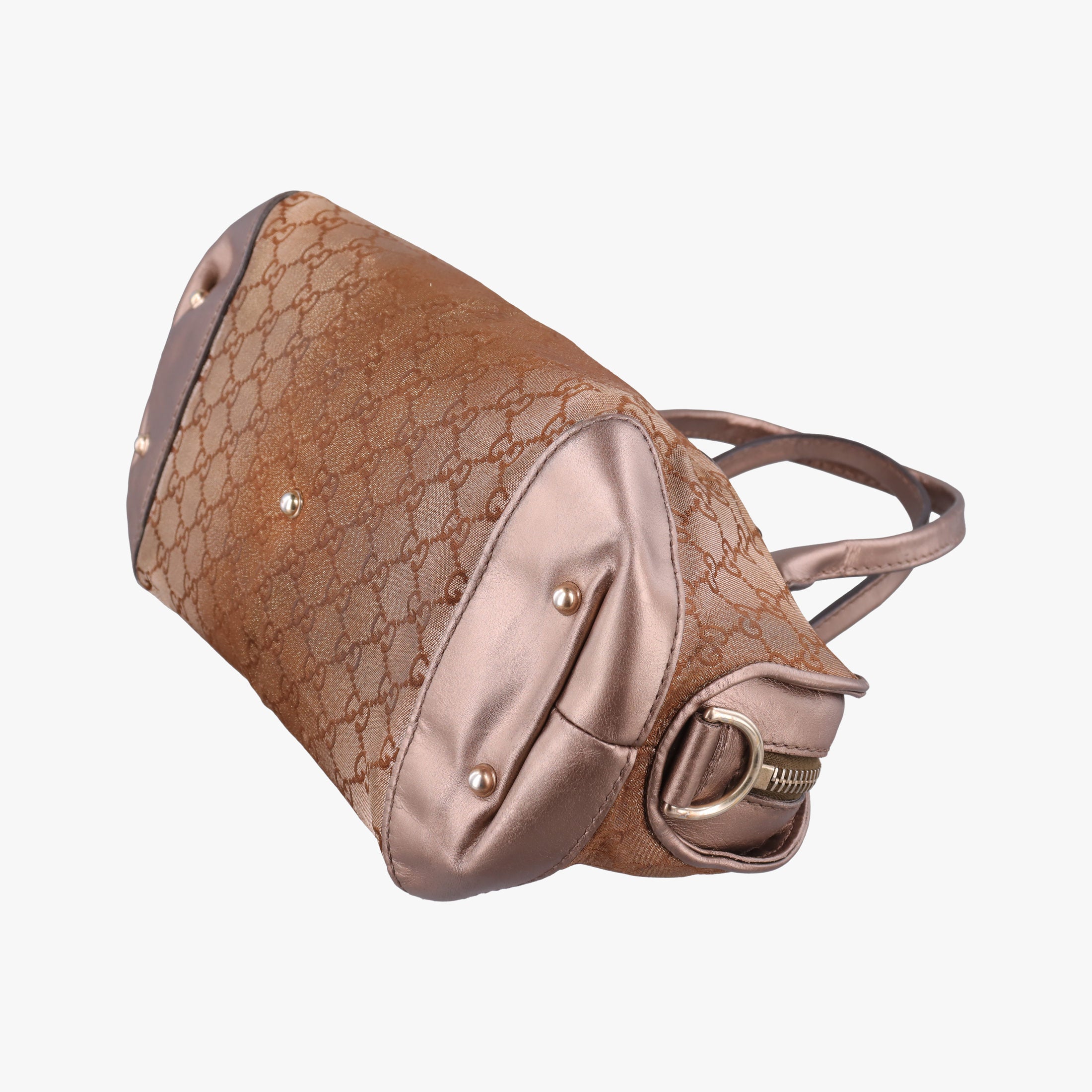 Pre-owned Gucci Heart Bit charm Golden×Brown canvas×leather 269955 handbag | stylenewstar