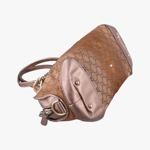 Pre-owned Gucci Heart Bit charm Golden×Brown canvas×leather 269955 handbag | stylenewstar