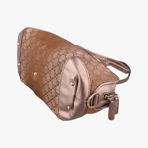 Pre-owned Gucci Heart Bit charm Golden×Brown canvas×leather 269955 handbag | stylenewstar