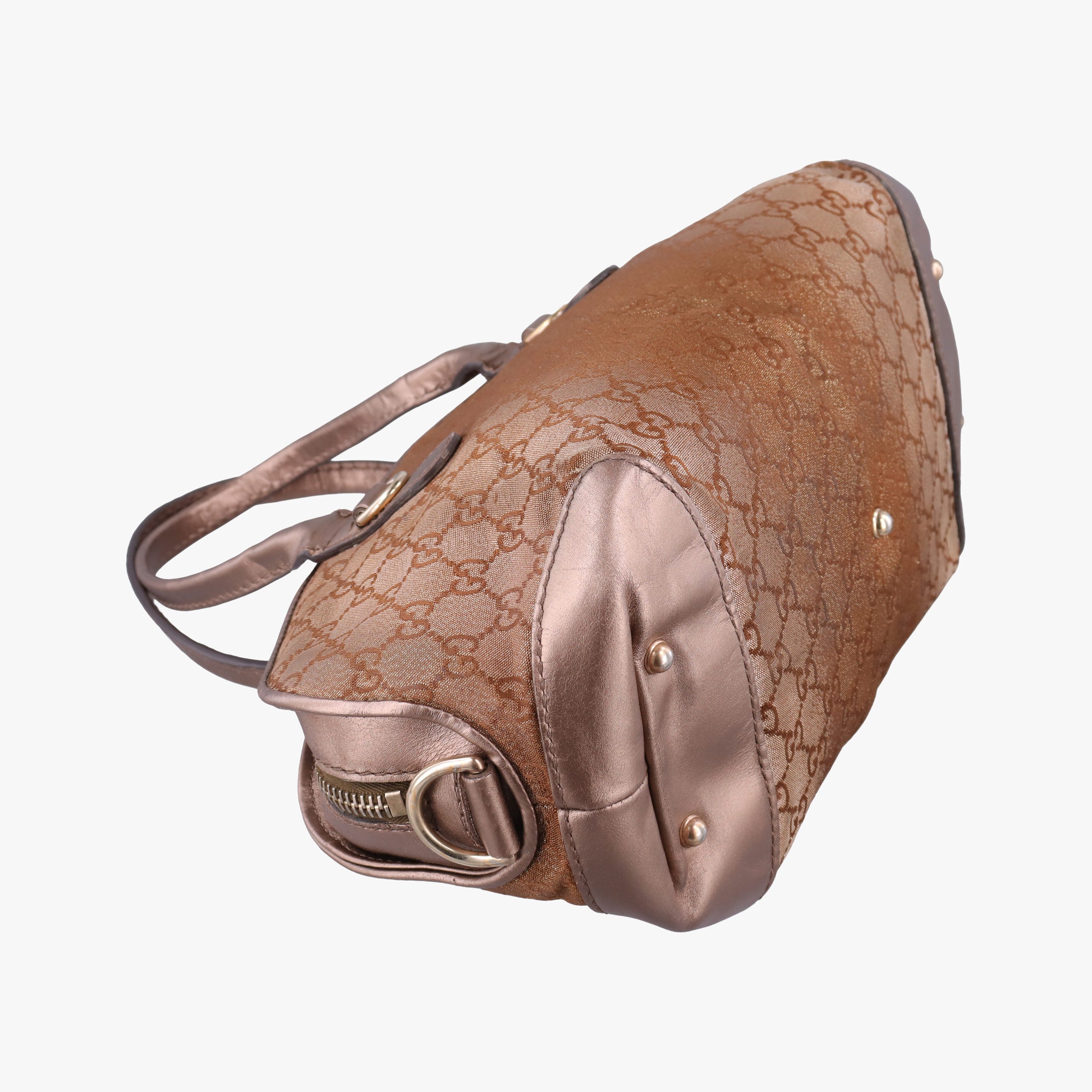 Pre-owned Gucci Heart Bit charm Golden×Brown canvas×leather 269955 handbag | stylenewstar