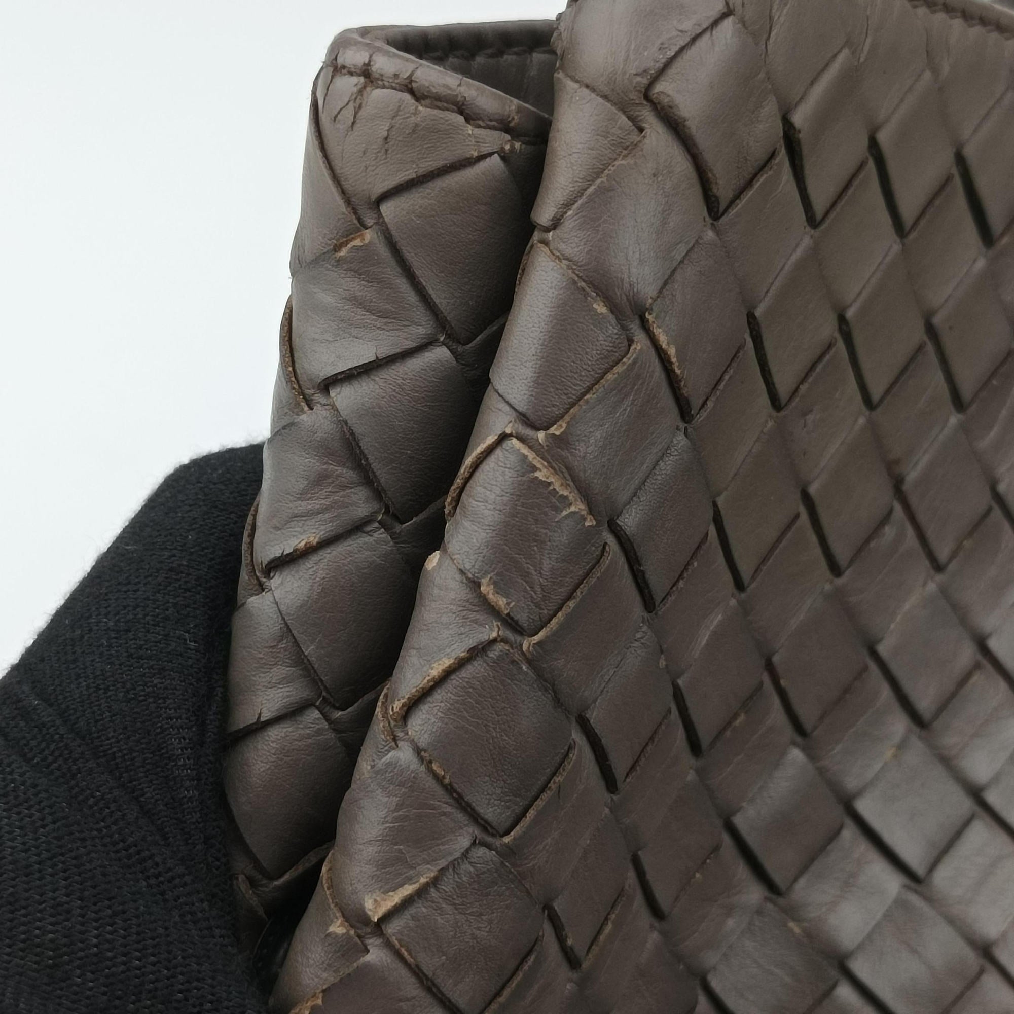 Pre-owned Bottega Veneta Intrecciato Shopper Acatl Brown lambskin  handbag | stylenewstar