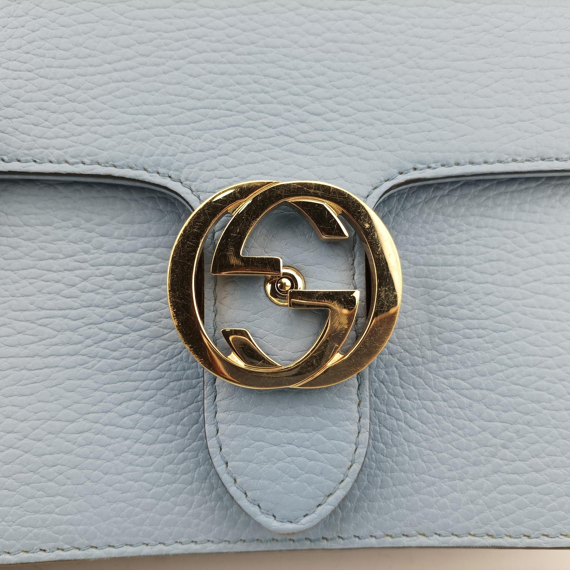 Pre-owned Gucci Interlocking G Blue Leather 510304 shoulderbag | stylenewstar