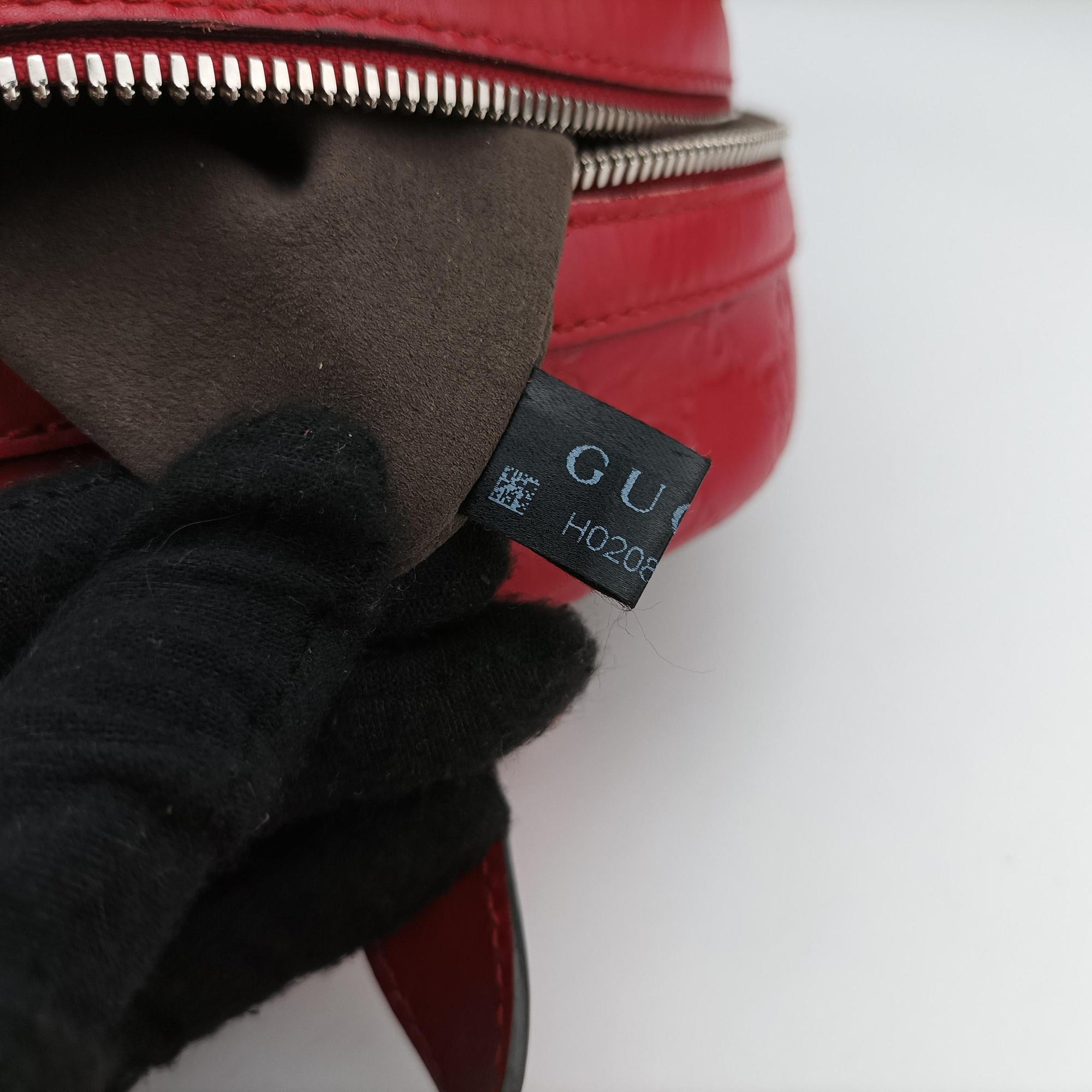 Pre-owned Gucci Guccissima Signature Red Leather 450967 backpack/rucksack | stylenewstar