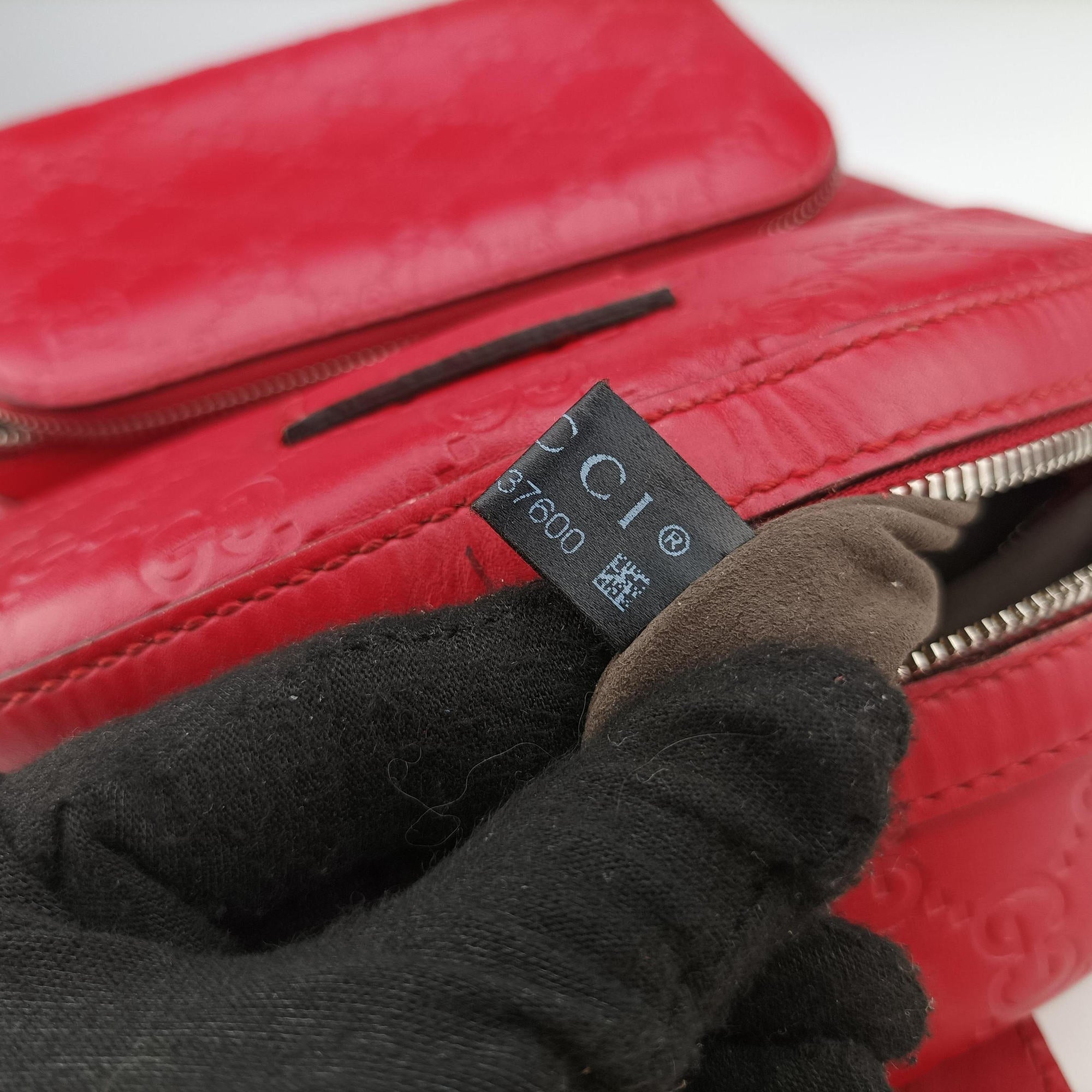 Pre-owned Gucci Guccissima Signature Red Leather 450967 backpack/rucksack | stylenewstar