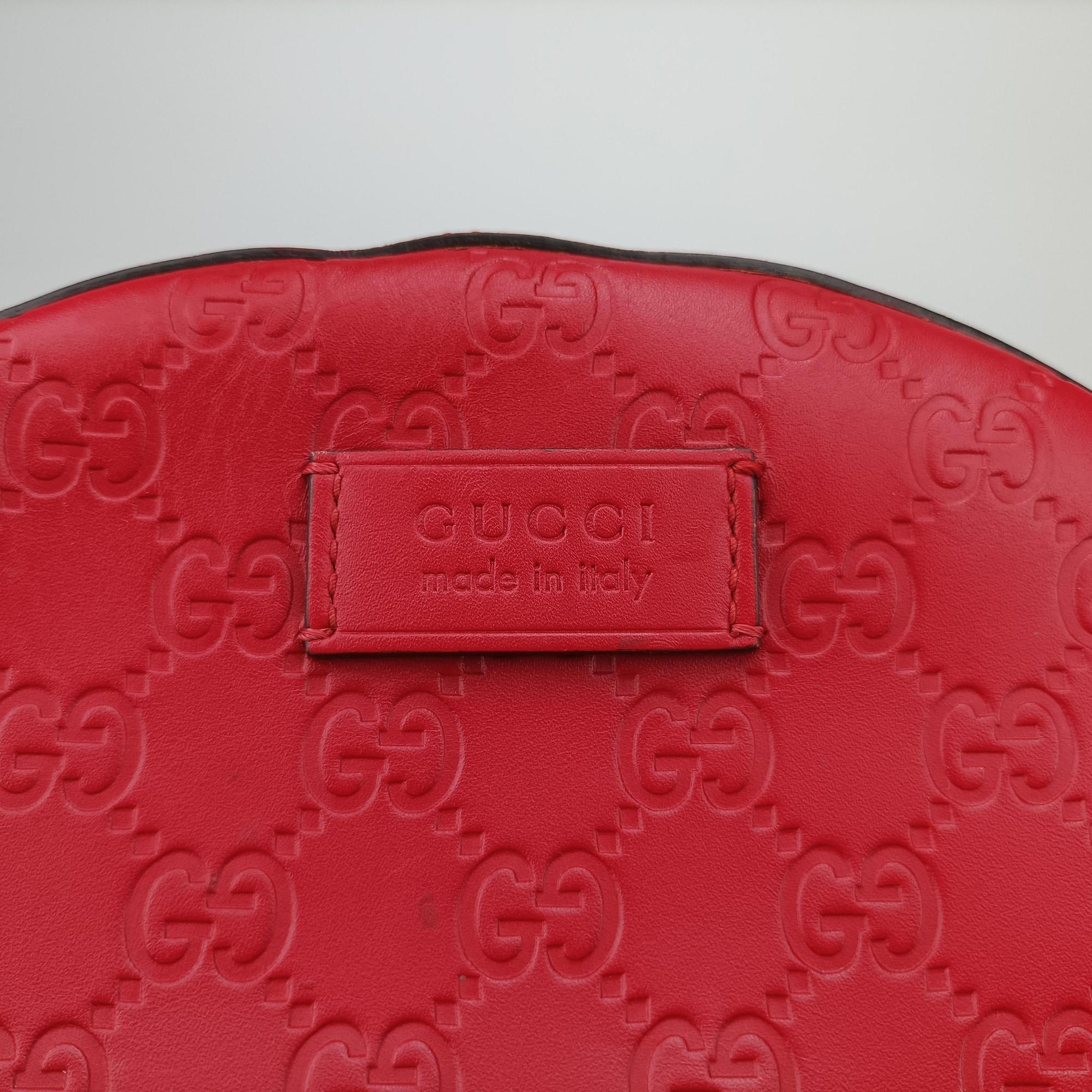 Pre-owned Gucci Guccissima Signature Red Leather 450967 backpack/rucksack | stylenewstar