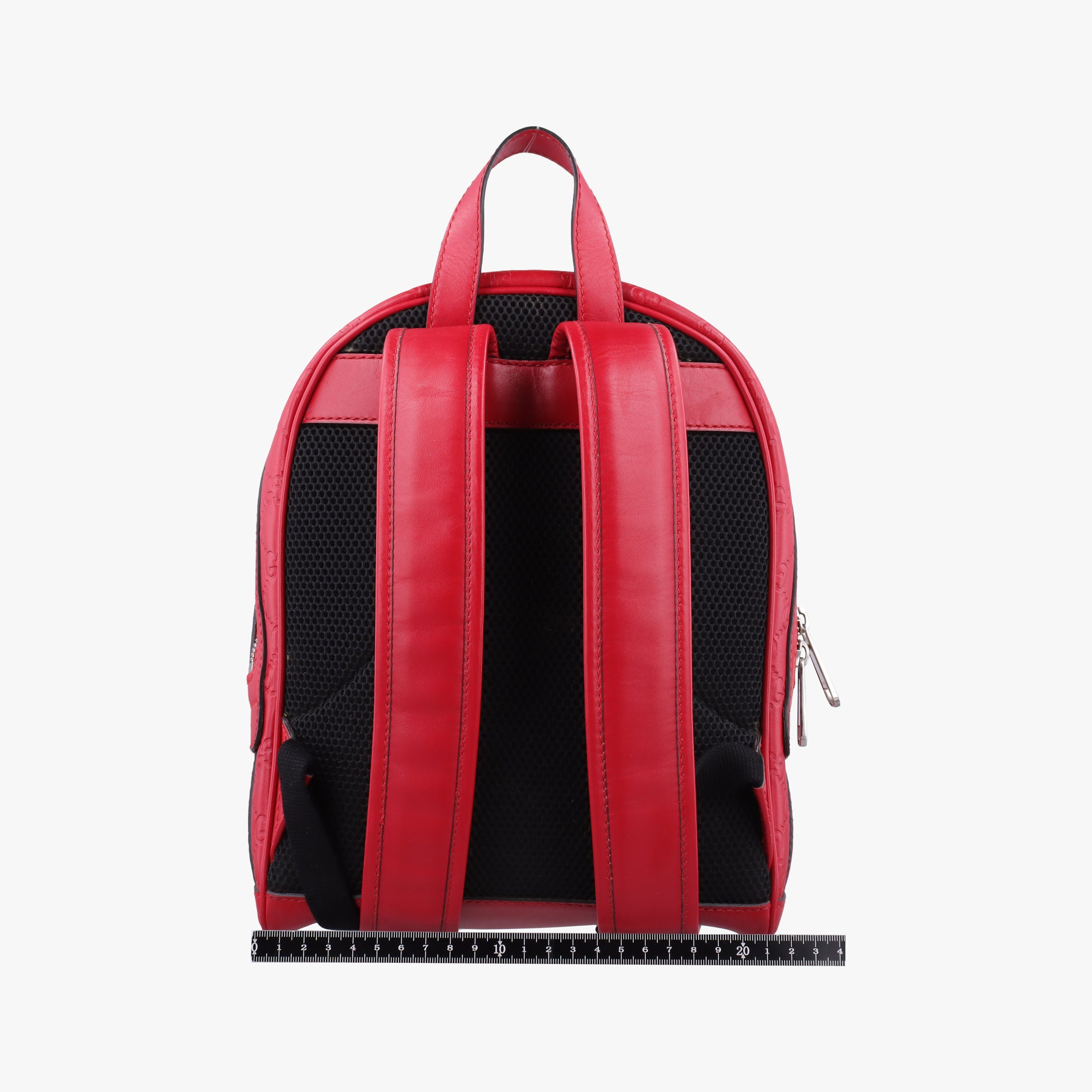 Pre-owned Gucci Guccissima Signature Red Leather 450967 backpack/rucksack | stylenewstar