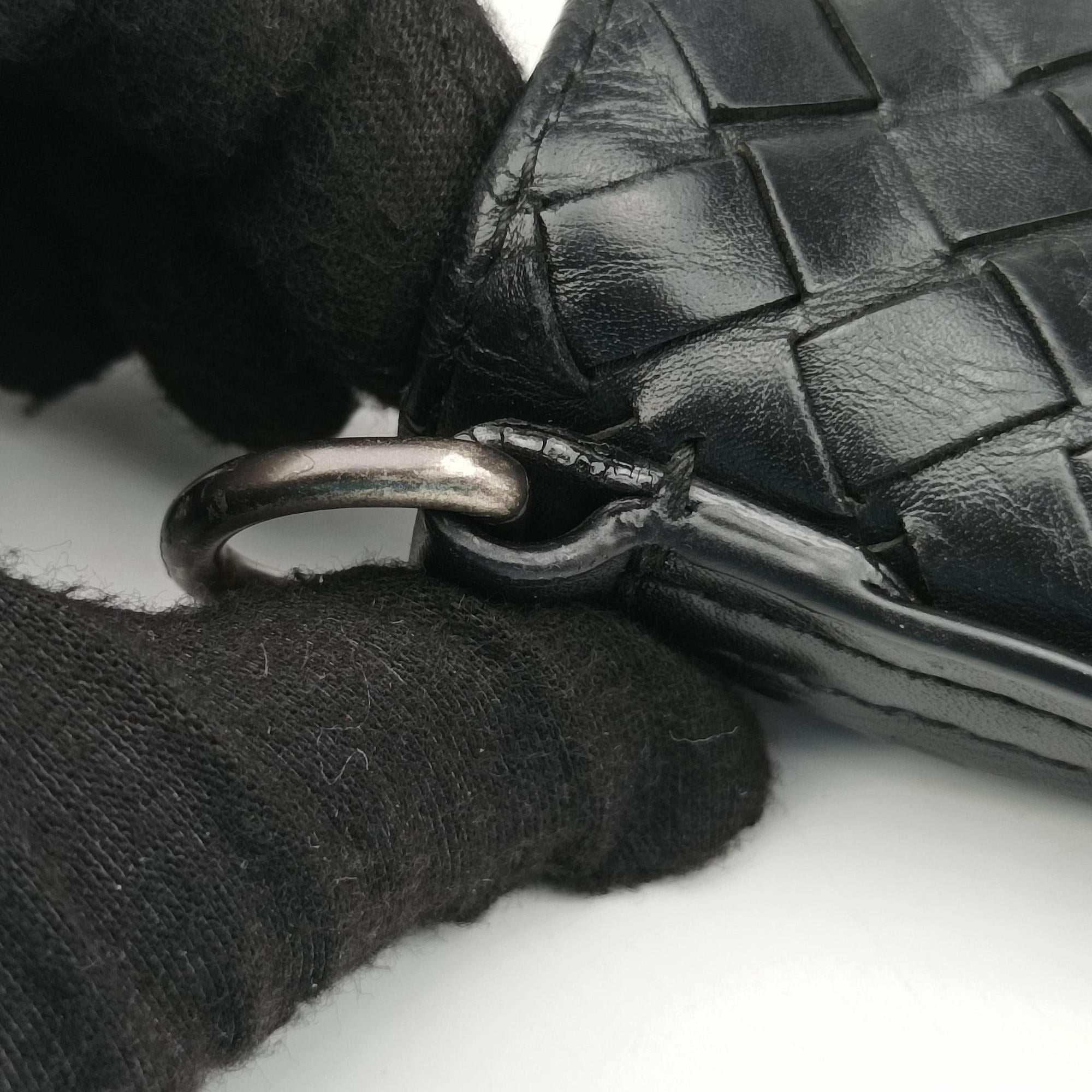 Pre-owned Bottega Veneta Intrecciato Black lambskin  shoulderbag | stylenewstar