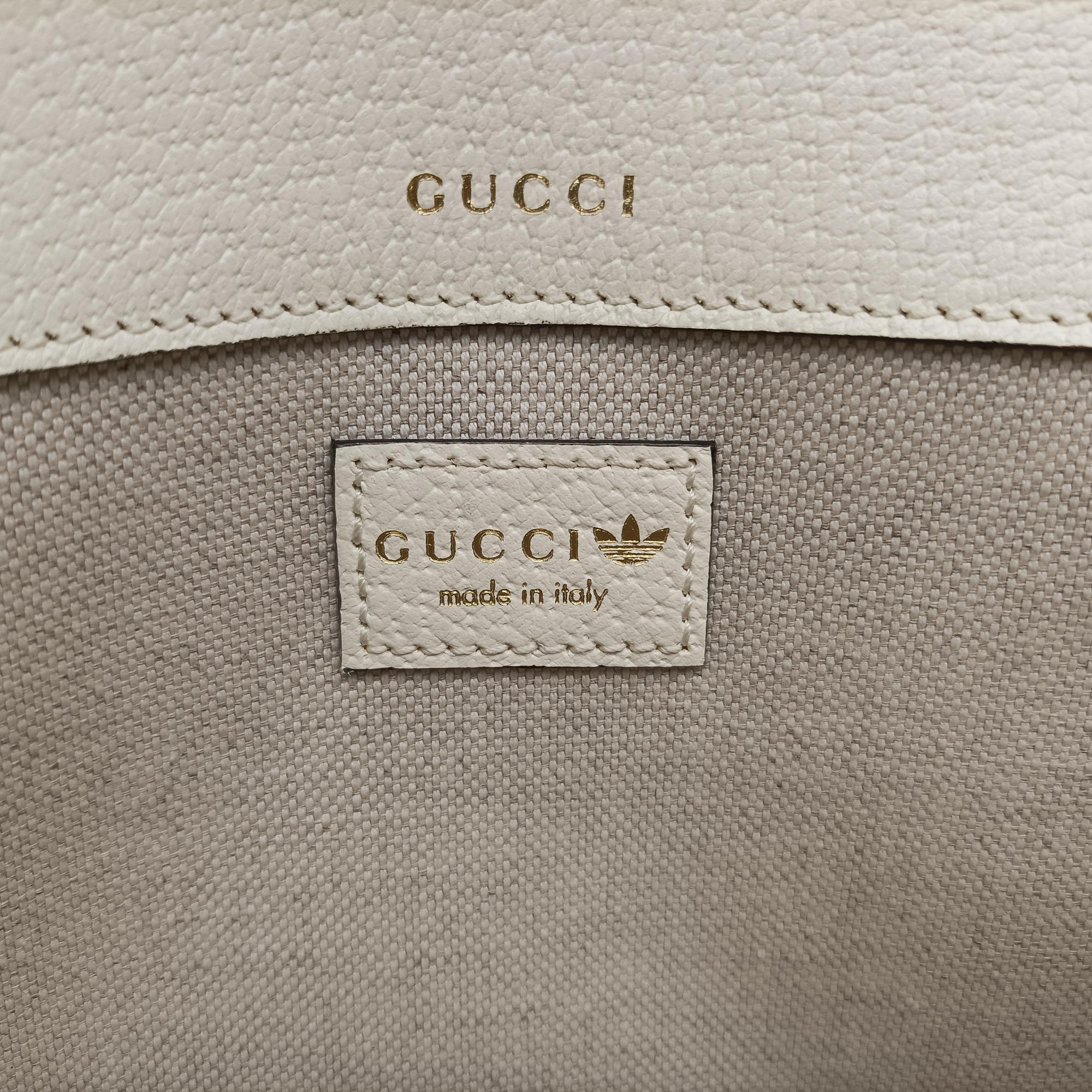 Pre-owned Gucci Adidas collaboration Horsebit 1955 White×Black Leather 658574 shoulderbag | stylenewstar