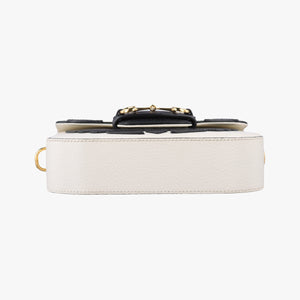 Pre-owned Gucci Adidas collaboration Horsebit 1955 White×Black Leather 658574 shoulderbag | stylenewstar