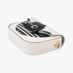 Pre-owned Gucci Adidas collaboration Horsebit 1955 White×Black Leather 658574 shoulderbag | stylenewstar