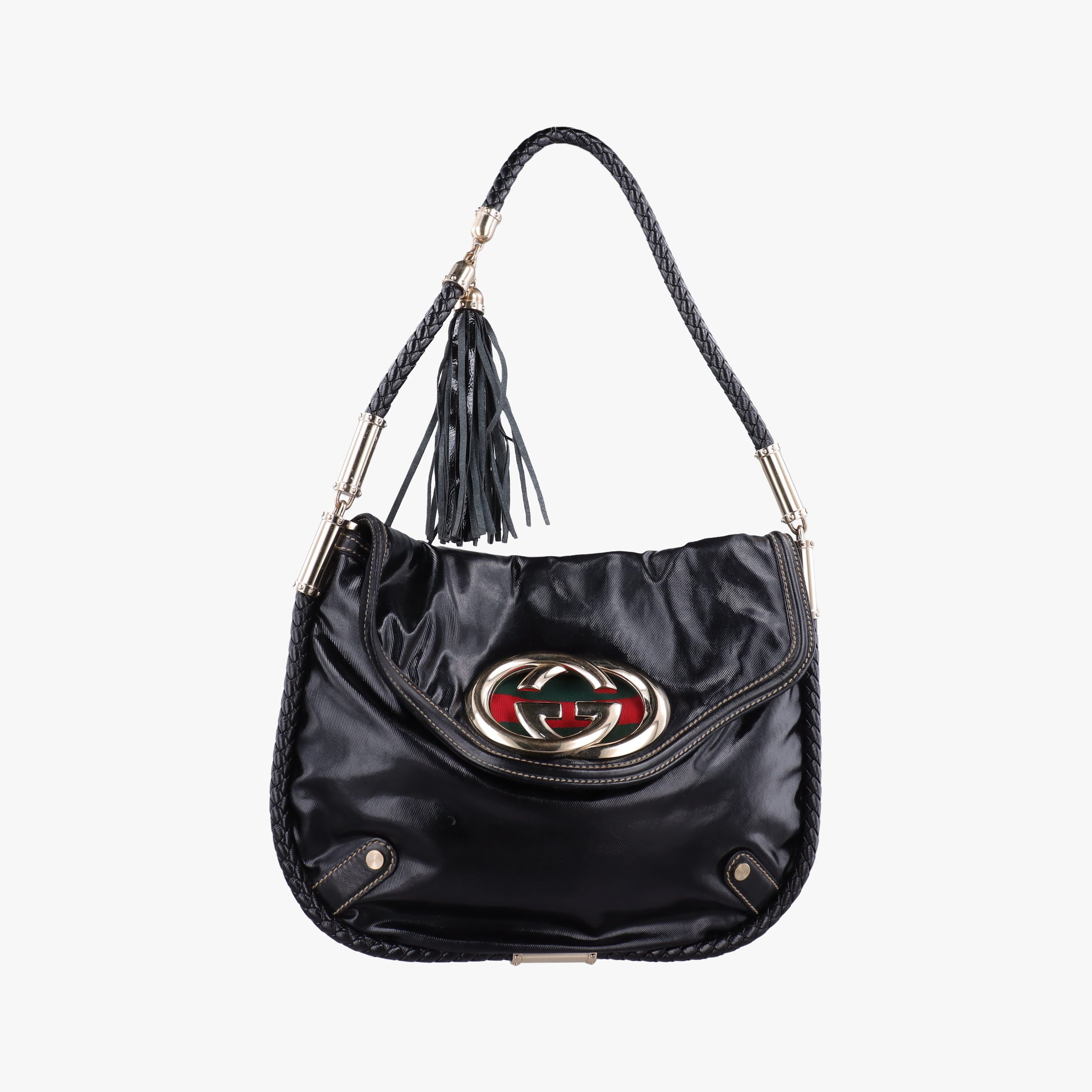 Pre-owned Gucci Dialux Britt Hobo Black Leather 167732 shoulderbag | stylenewstar