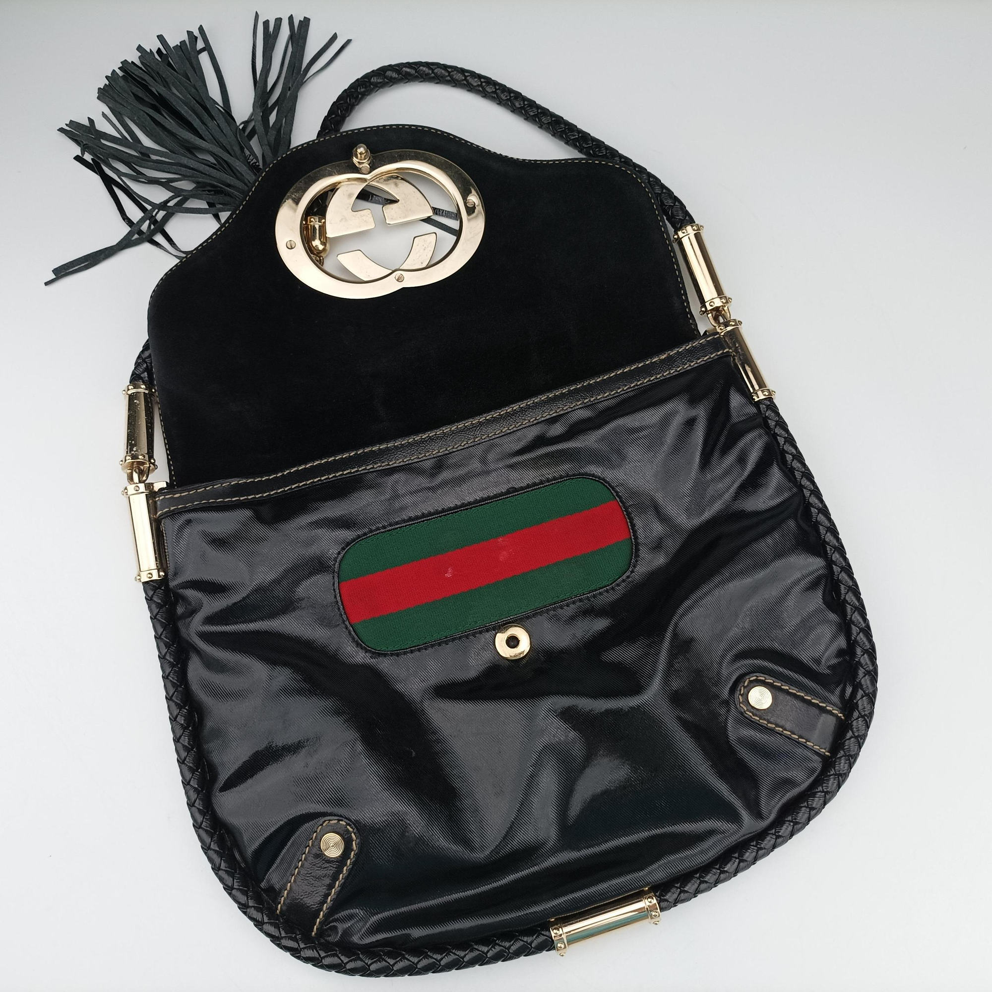Pre-owned Gucci Dialux Britt Hobo Black Leather 167732 shoulderbag | stylenewstar