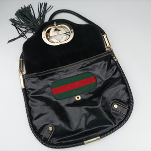 Pre-owned Gucci Dialux Britt Hobo Black Leather 167732 shoulderbag | stylenewstar