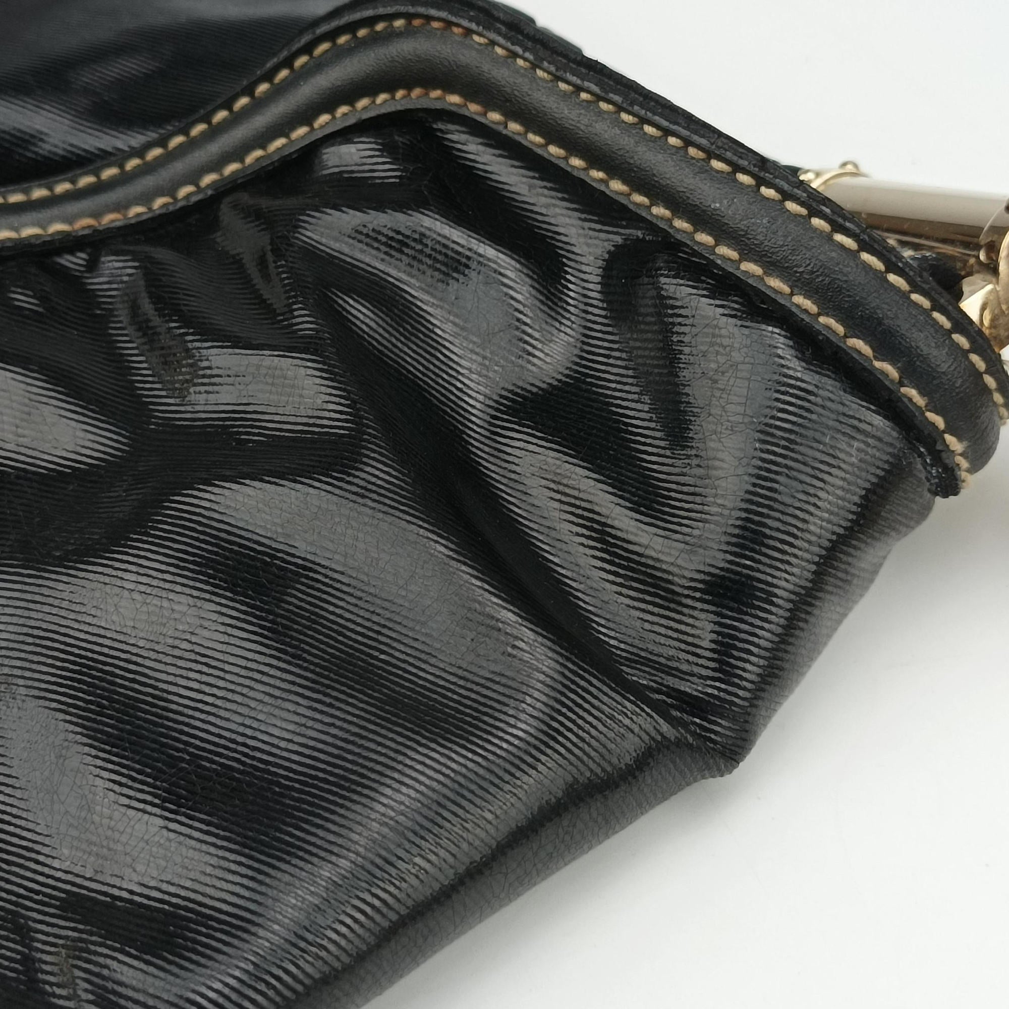 Pre-owned Gucci Dialux Britt Hobo Black Leather 167732 shoulderbag | stylenewstar