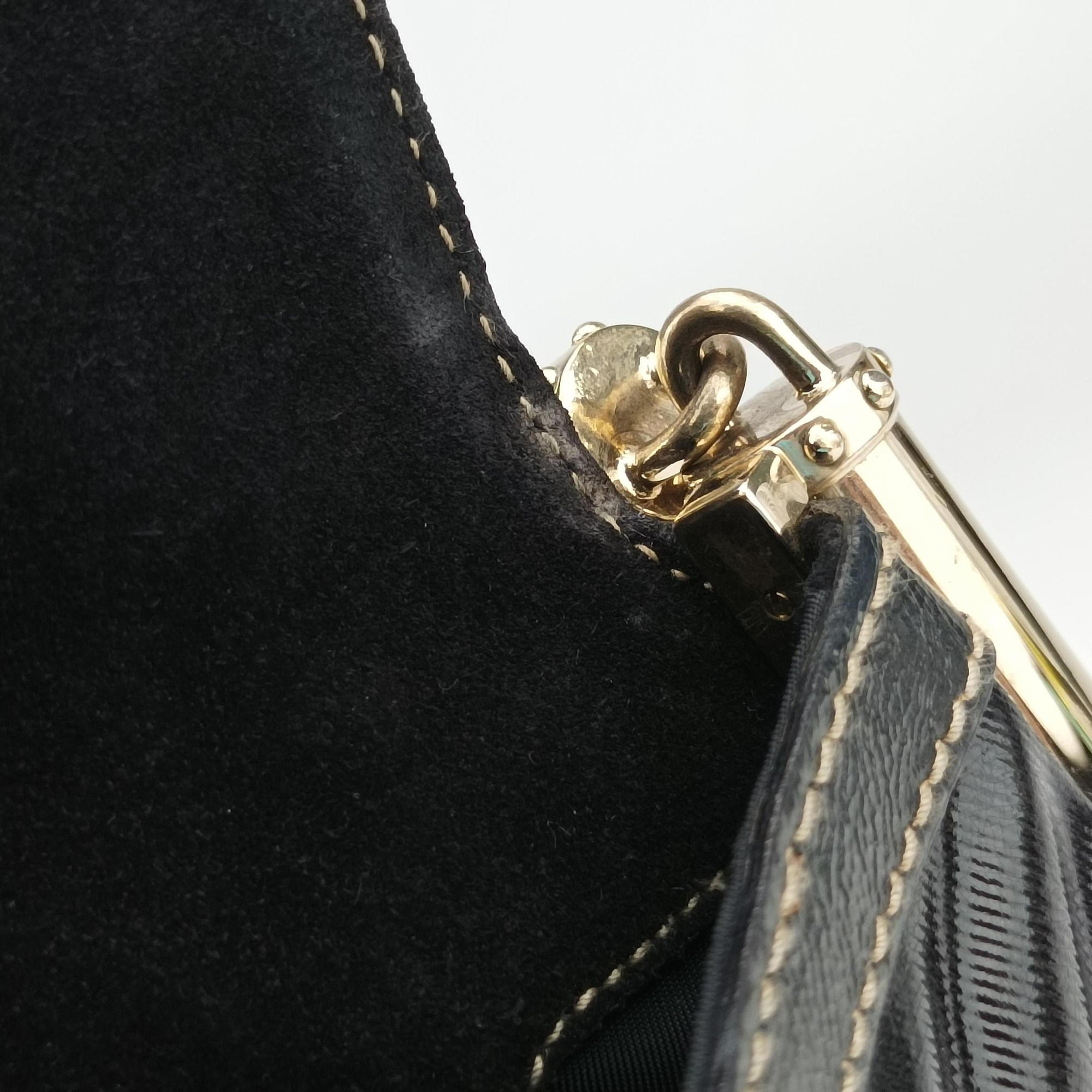 Pre-owned Gucci Dialux Britt Hobo Black Leather 167732 shoulderbag | stylenewstar