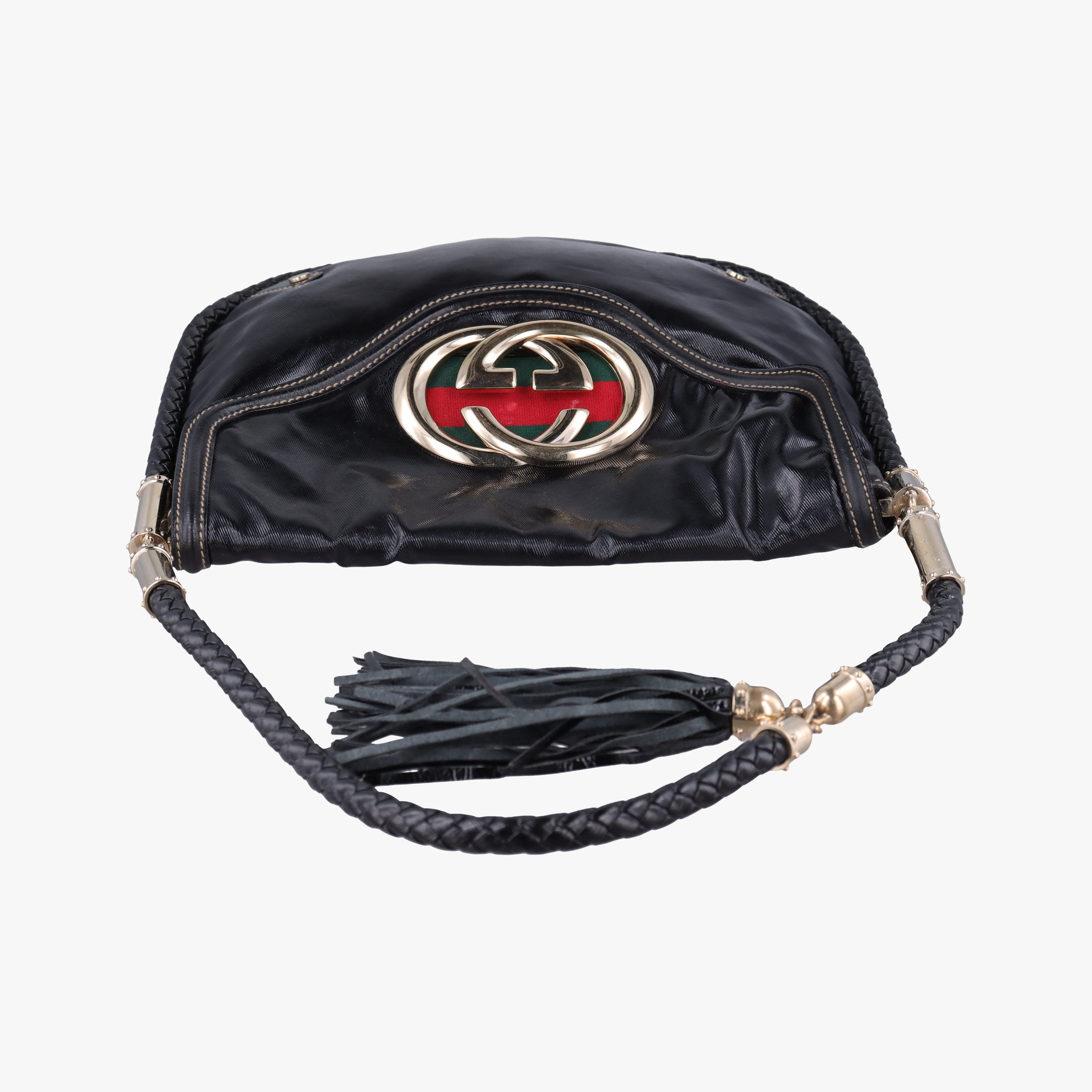 Pre-owned Gucci Dialux Britt Hobo Black Leather 167732 shoulderbag | stylenewstar