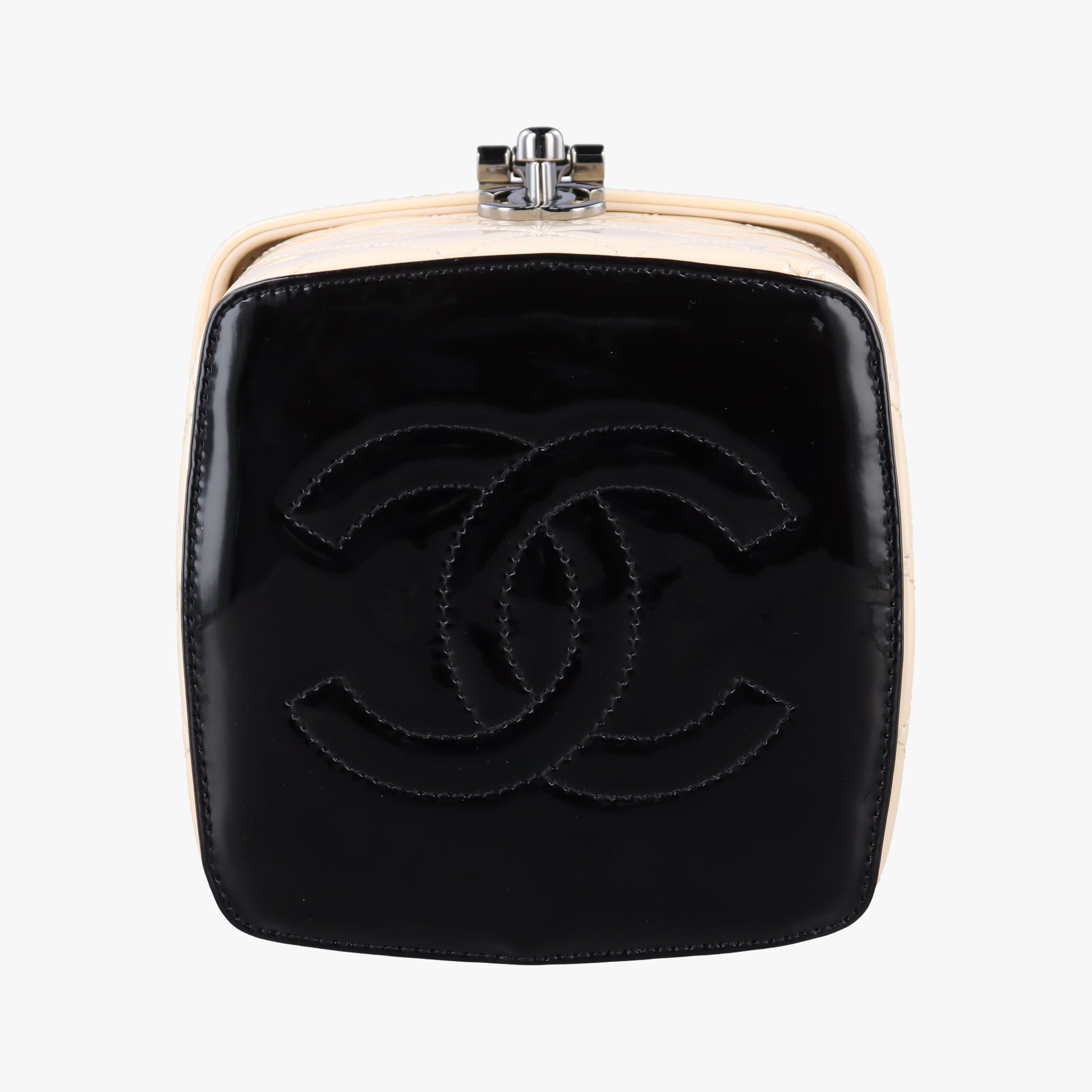 Pre-owned Chanel Vanity Matelasse Chain Handle White Patent Leather A91055 handbag | stylenewstar