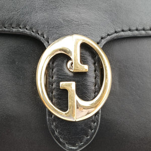 Pre-owned Gucci Interlocking 1973 Flap Black Leather 277522 shoulderbag | stylenewstar