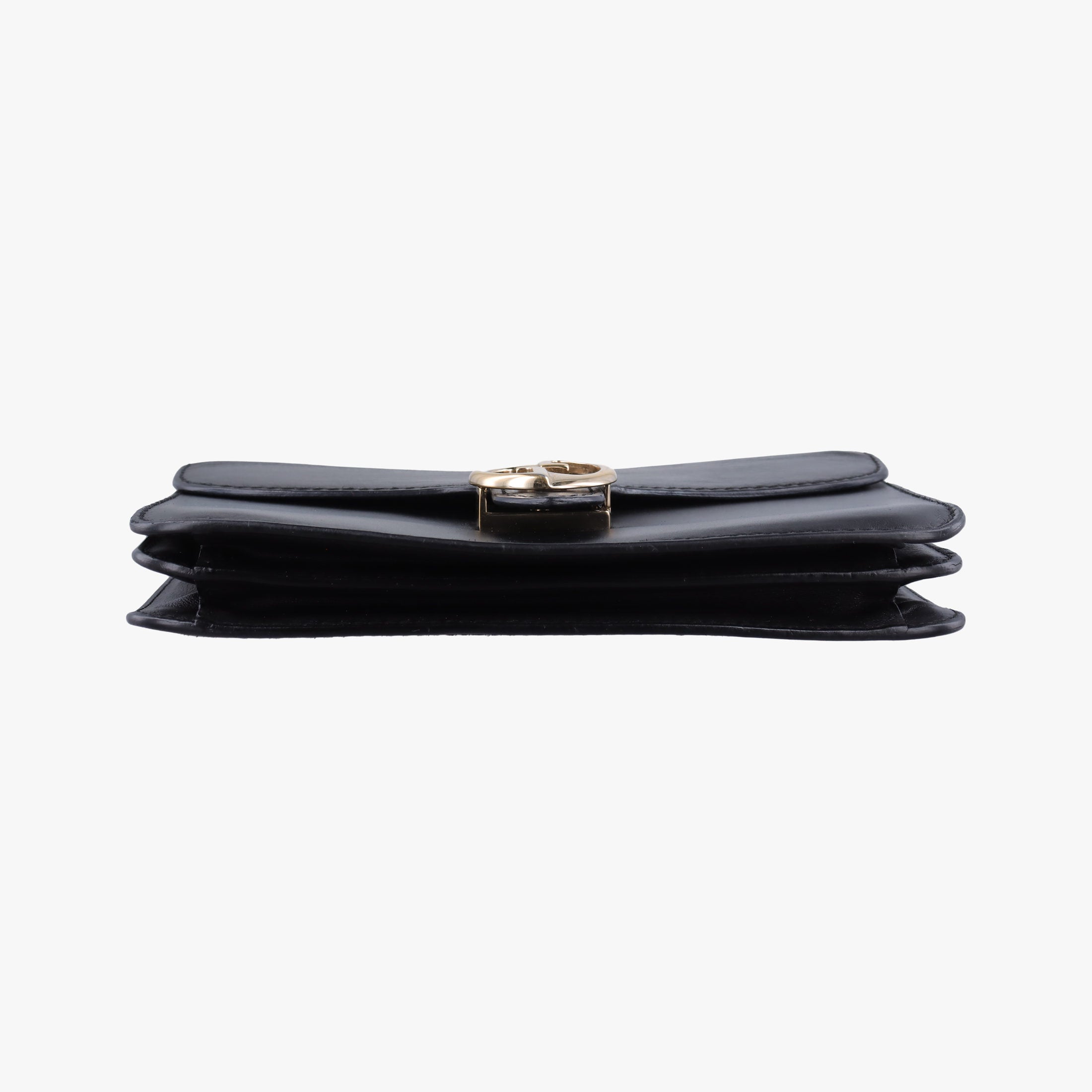 Pre-owned Gucci Interlocking 1973 Flap Black Leather 277522 shoulderbag | stylenewstar