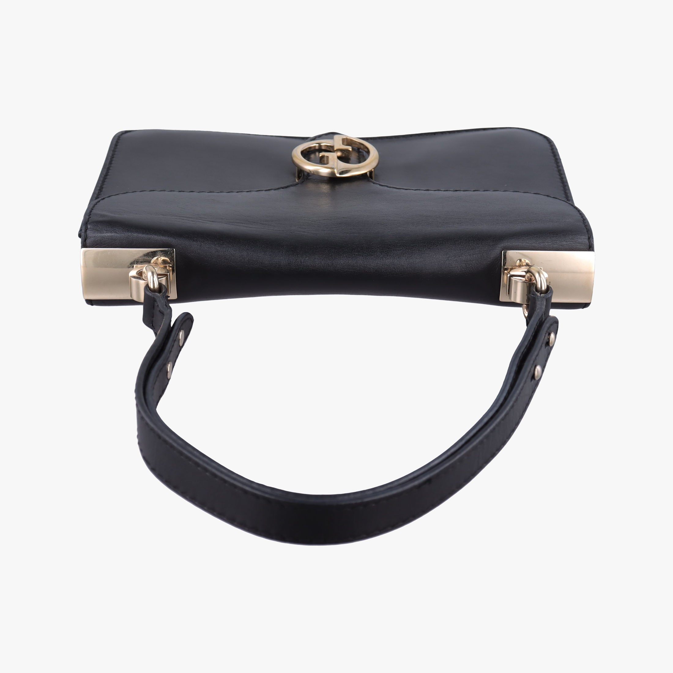 Pre-owned Gucci Interlocking 1973 Flap Black Leather 277522 shoulderbag | stylenewstar