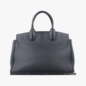 Pre-owned Ferragamo Studio Dark Gray Grained Calfskin  shoulderbag | stylenewstar