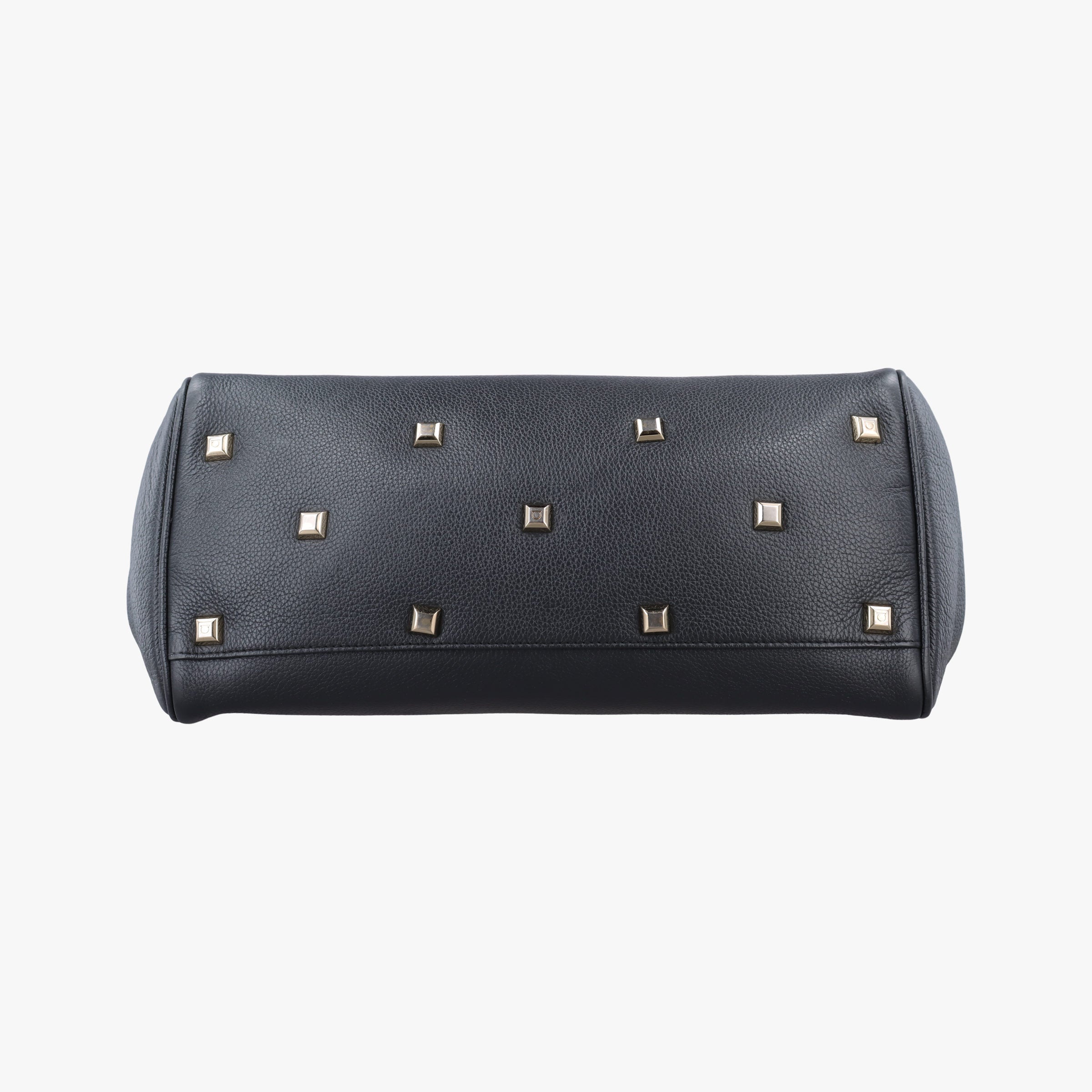 Pre-owned Ferragamo Studio Dark Gray Grained Calfskin  shoulderbag | stylenewstar