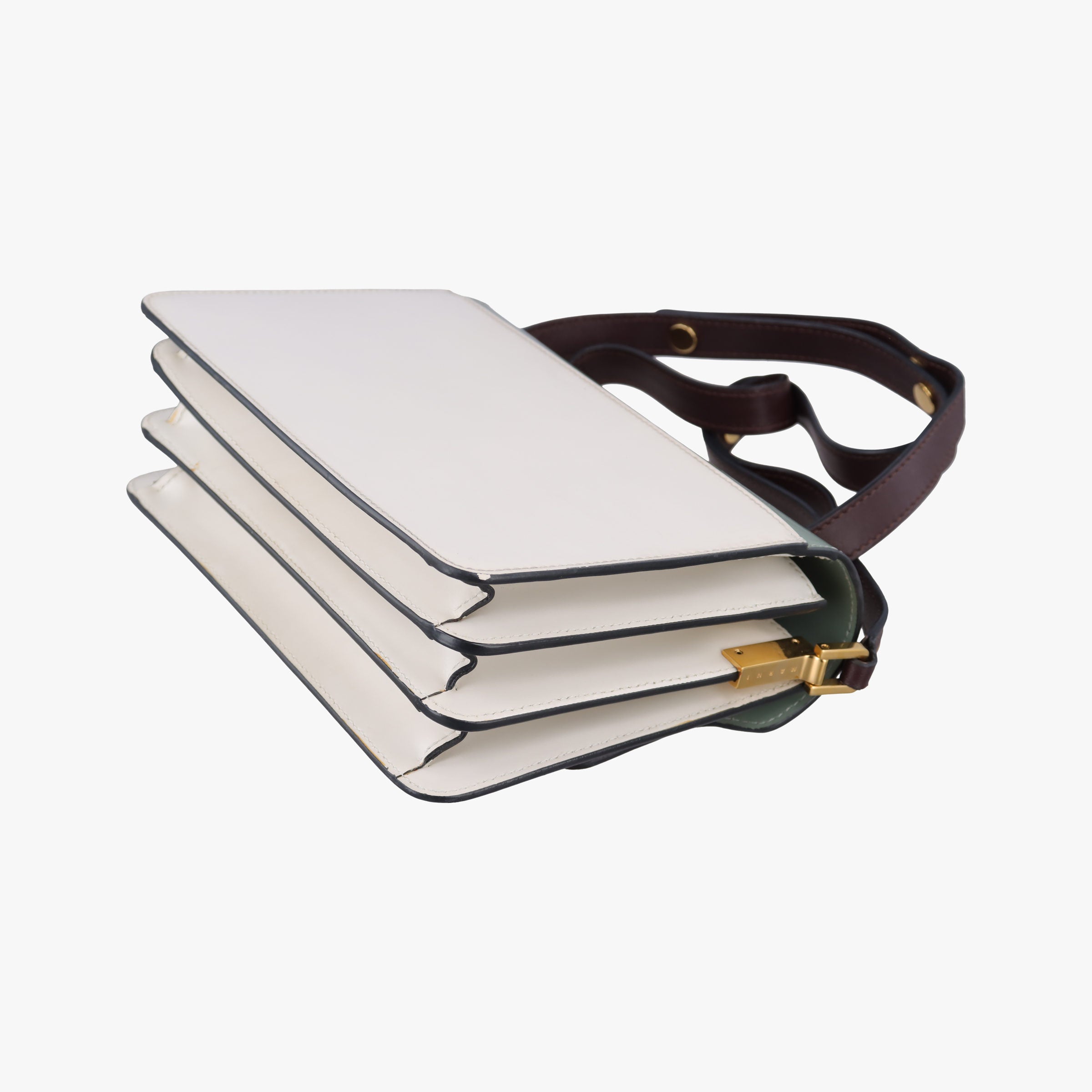 Pre-owned Marni TRUNK White × Green Leather  shoulderbag | stylenewstar